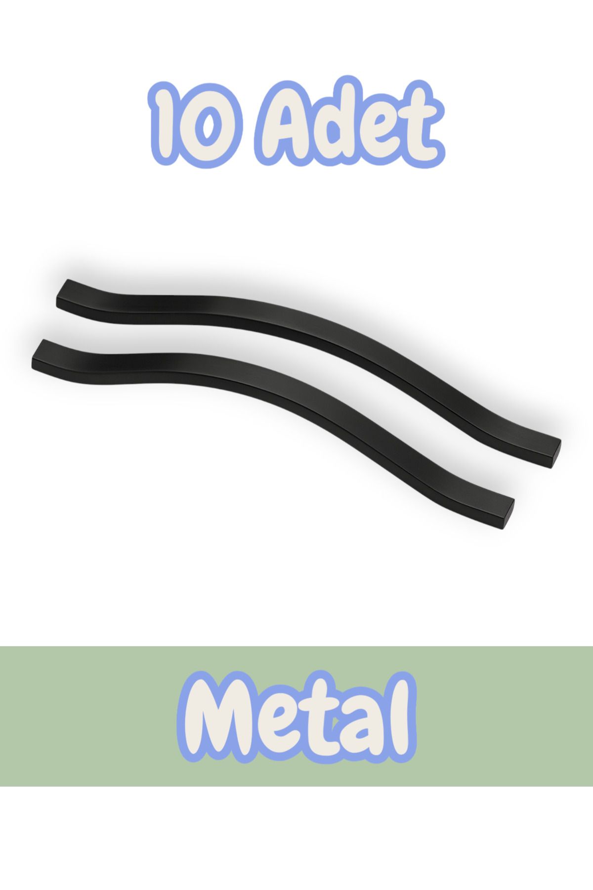 onderhomestore Idil Klas Alüminyum Metal Lüks Modern Mobilya Çekmece Mutfak Dolabı Kulpu Siyah 224mm (10 Adet)