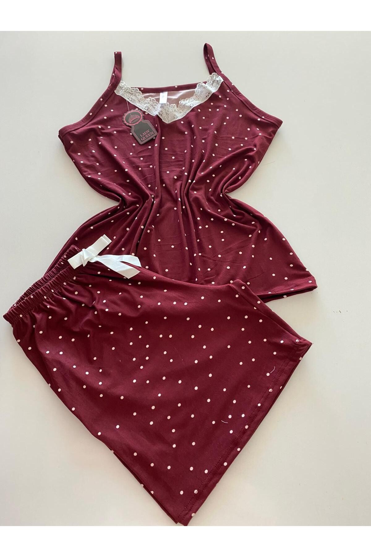 Lady Queen milan dantelli şortlu pijama takımı
