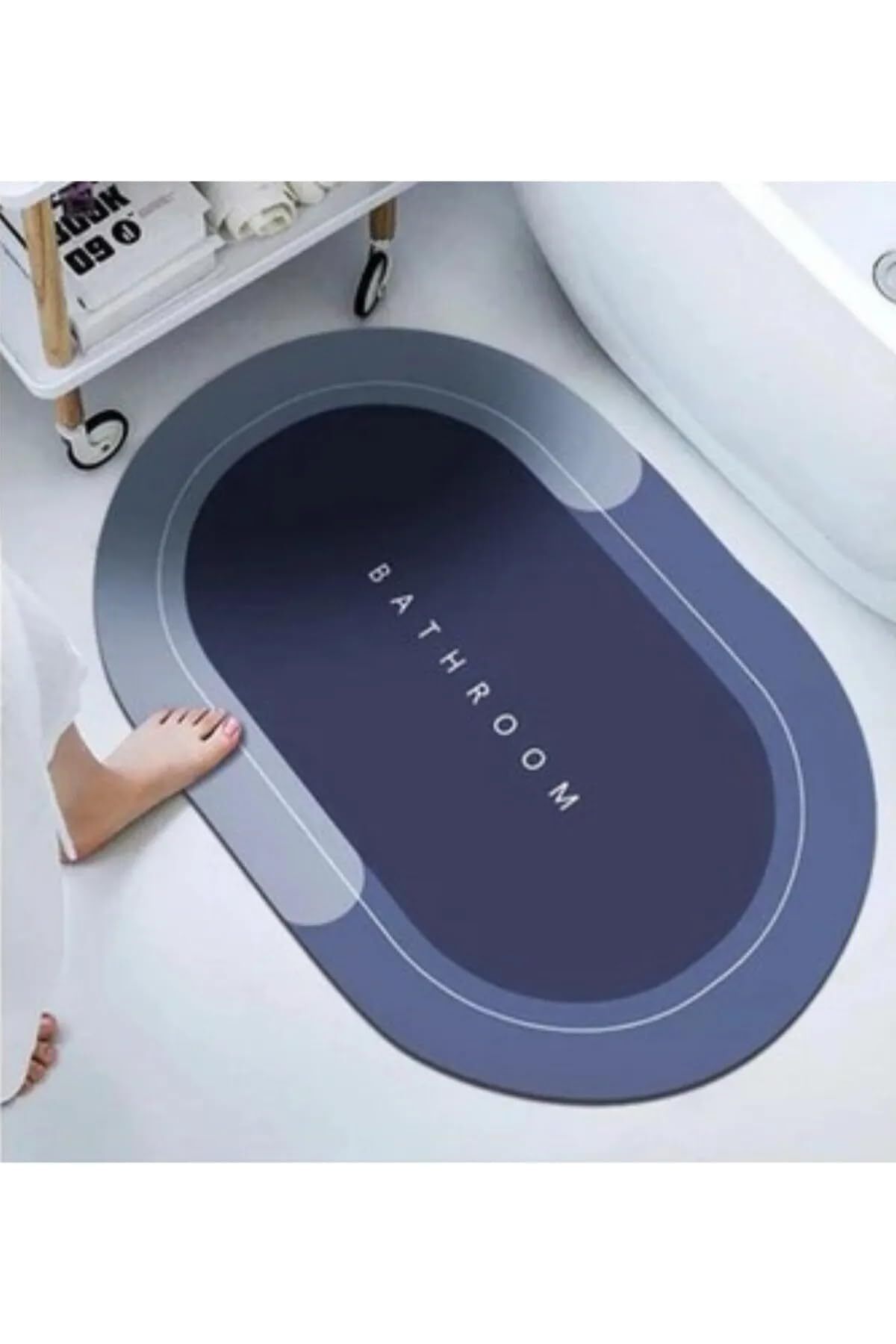 KDROĞLU plamystical Banyo Paspası Süper Su Emici Kaymaz Tabanlı Paspas Oval Diatomit Paspas Nappa Paspas