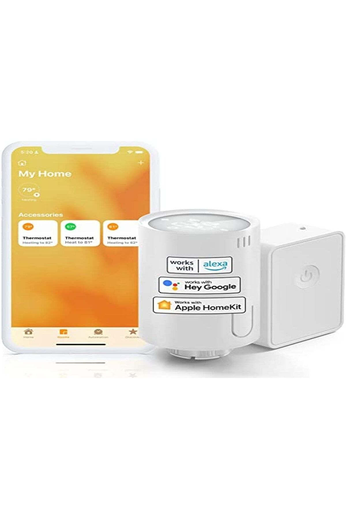 KDROĞLU plamystical Akıllı Termostat Vanası ve Hub, HomeKit Uyumlu Akıllı Radyatör Vanası, WLAN Akıl