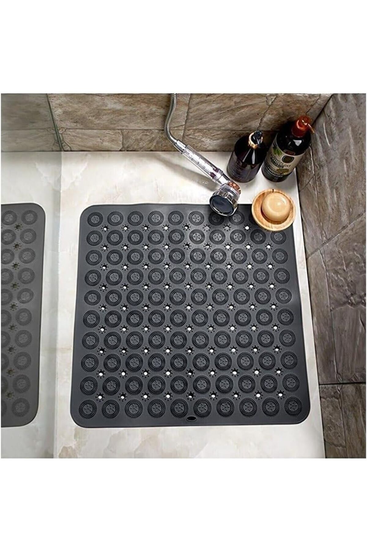 KDROĞLU plamystical Kaydırmaz Duşakabin Banyo Ve Duş Paspası Kare Masajlı 54 X 54 Cm ANTRASİT SEA150A