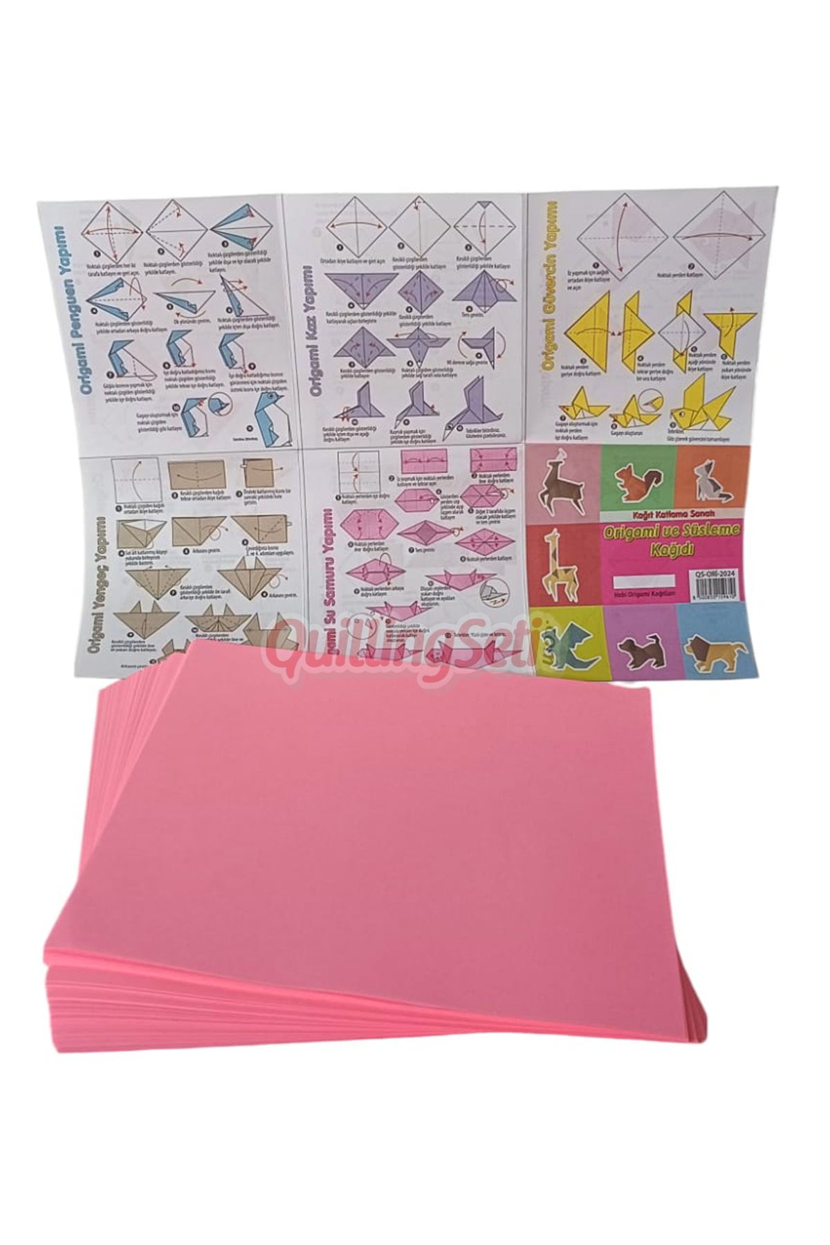 quilling 20cm Origami Kağıdı, 100 Adet 20cm X 20 cm Neon Pembe Renk Origami Seti, 100lü Origami Paket