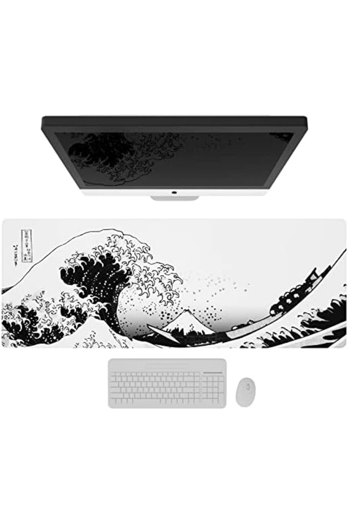 NO N4ME-Ovenbird Large Gaming Mouse Pad with Stitched Edges, Japanese Wave Anime Desk Mat, Extended XL Mouse 4