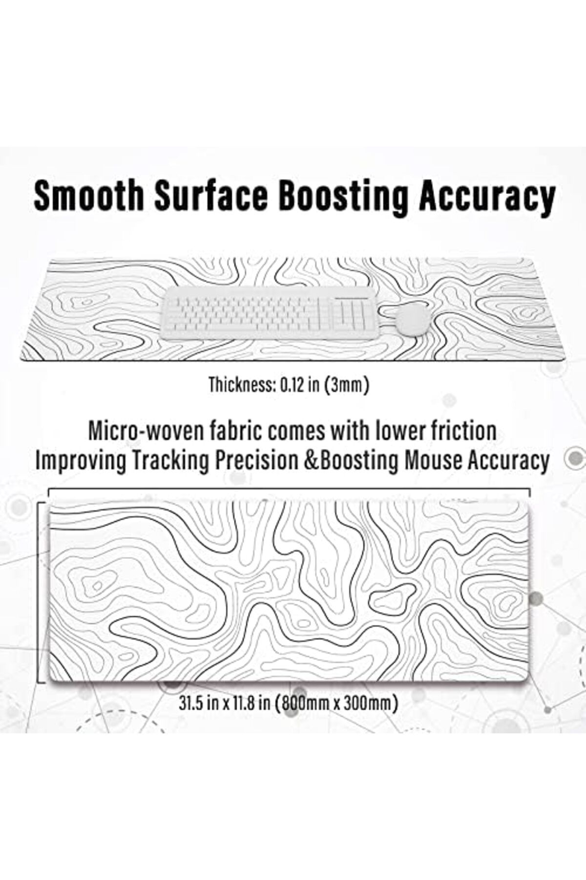 NO N4ME-Ovenbird Large Gaming Mouse Pad with Stitched Edges, Minimalist Topographic Map Desk Mat, Extended X 6