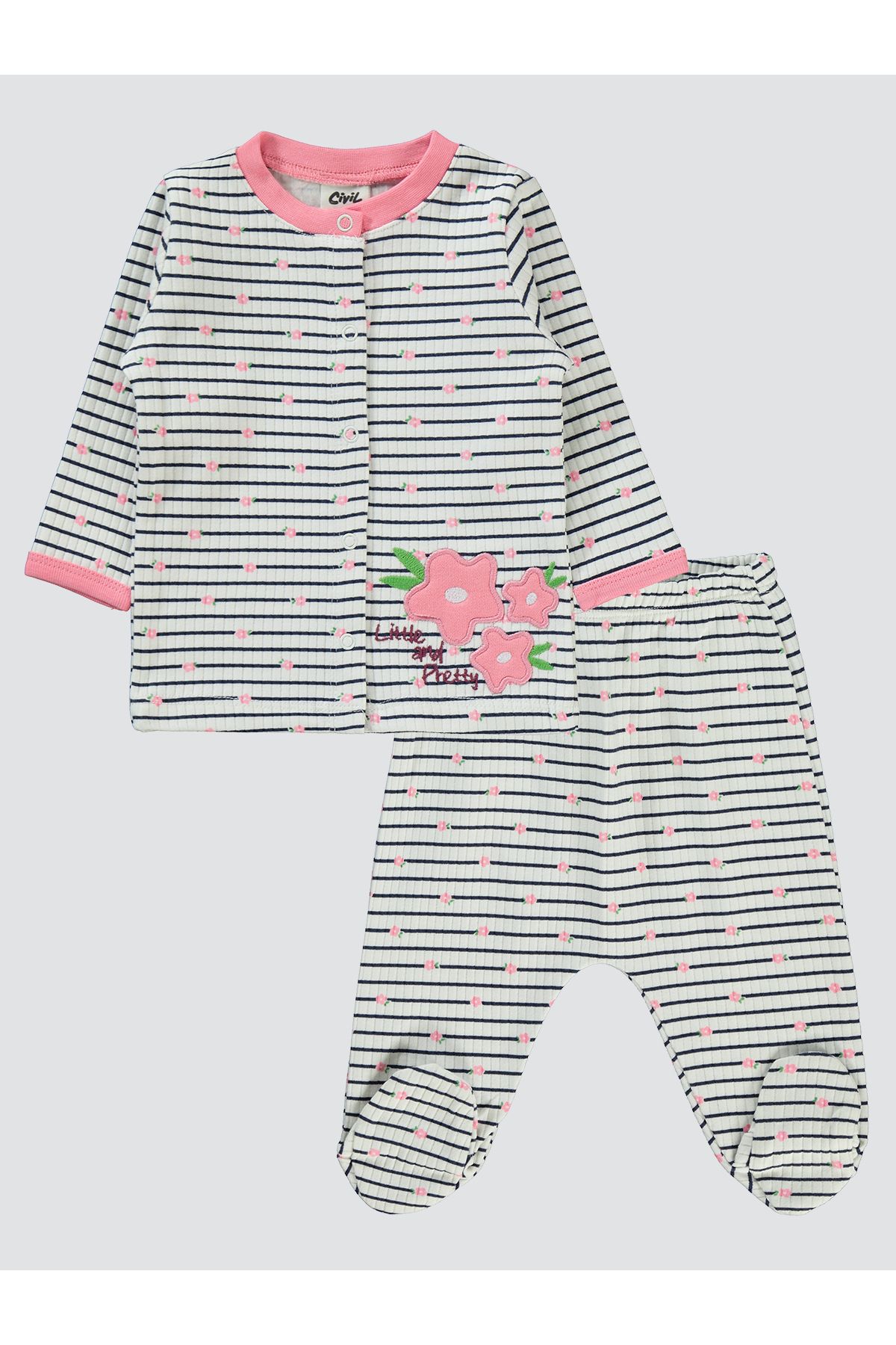 Civil Baby Kız Bebek Pijama Takımı 1-6 Ay Pembe