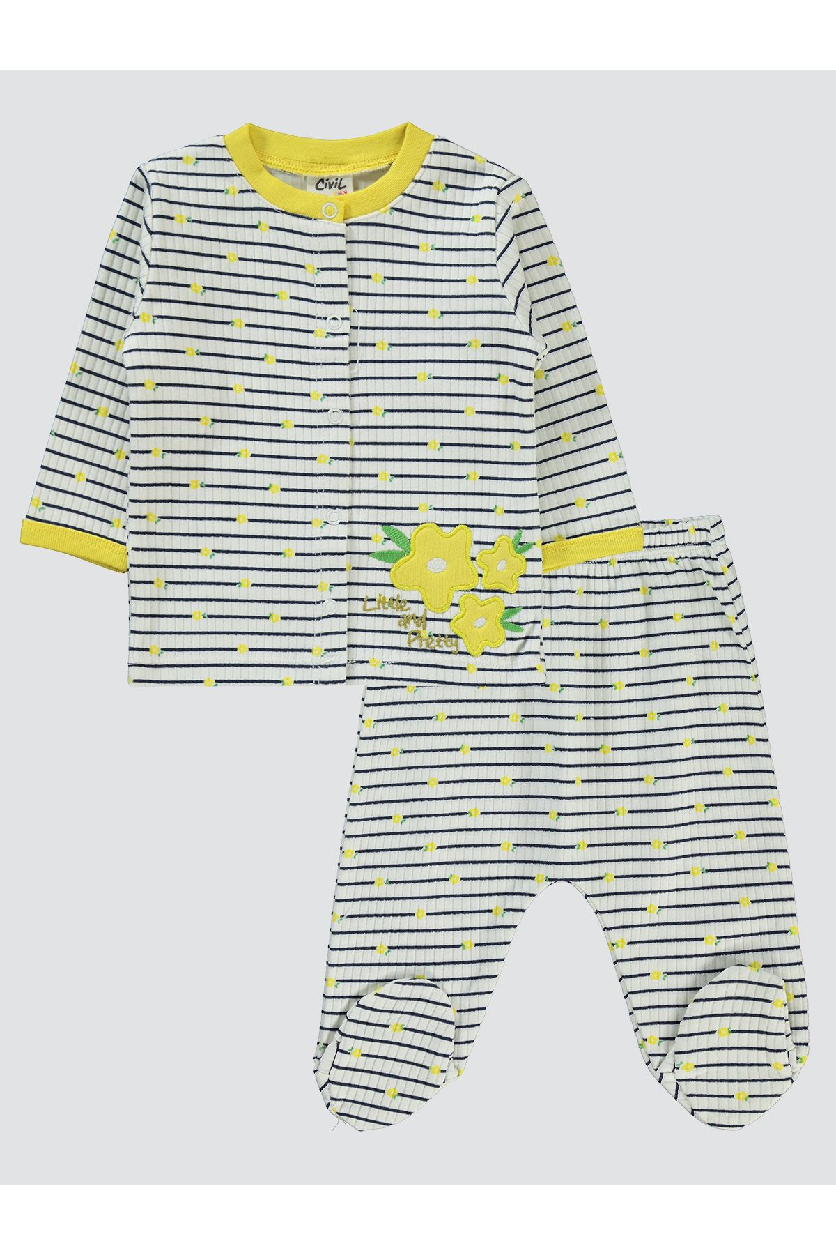 Civil Baby Kız Bebek Pijama Takımı 1-6 Ay Sarı