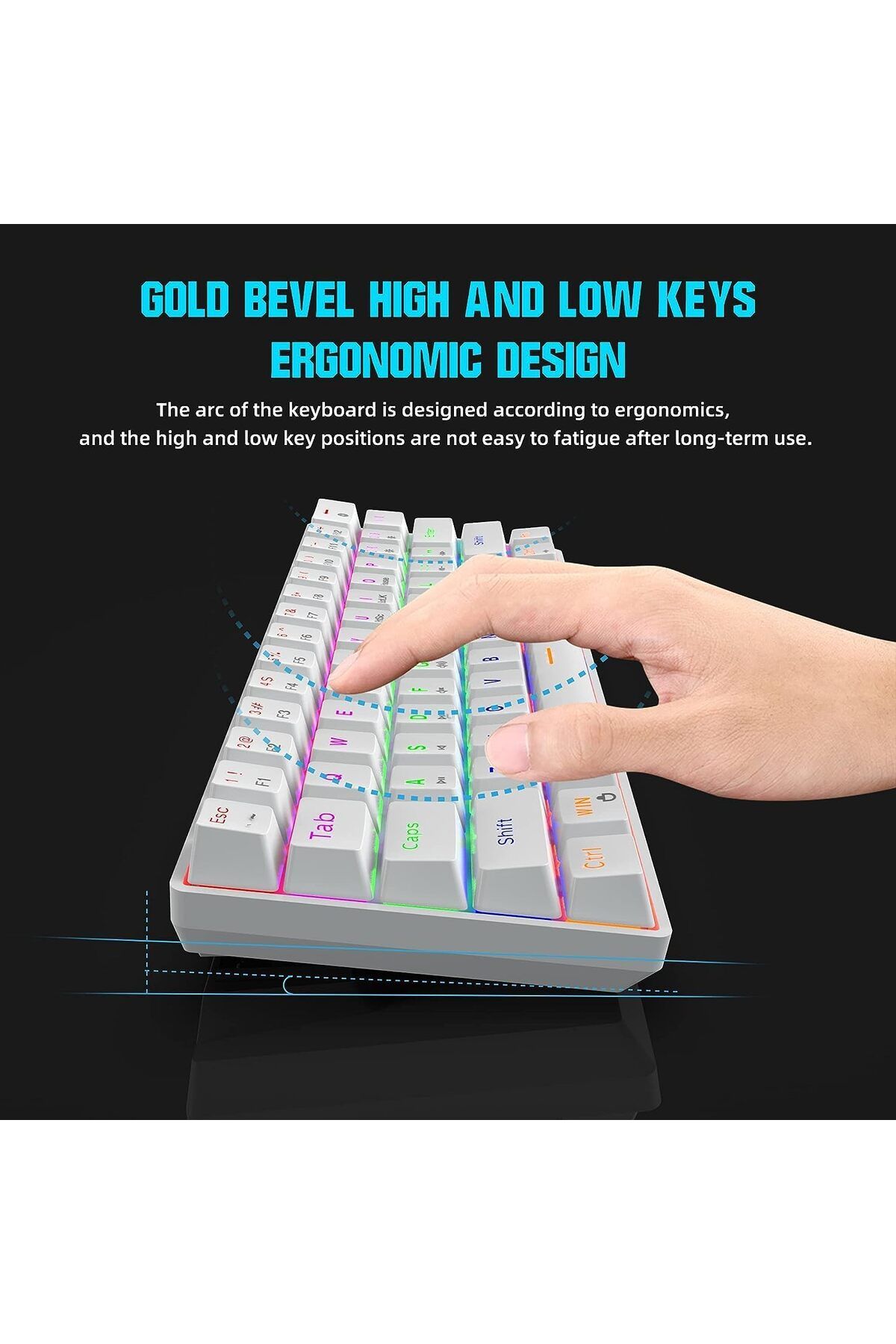 ROCK POW-60% Wired Mechanical Gaming Keyboard, 61 keys RGB Backlit Ultra-Compact Mini Keyboard 9