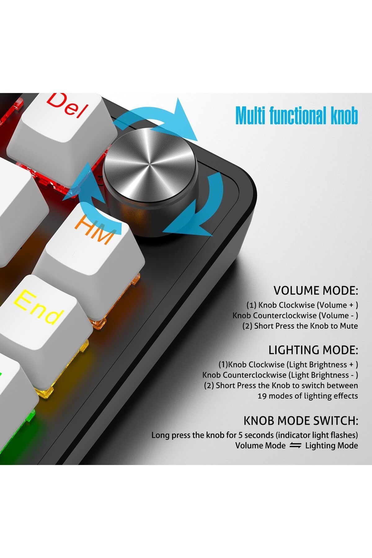 ROCK POW-70% Gaming Keyboard, Arabic English 82 Keys Mechanical Keyboard with RGB Backlit 19 Modes, 5