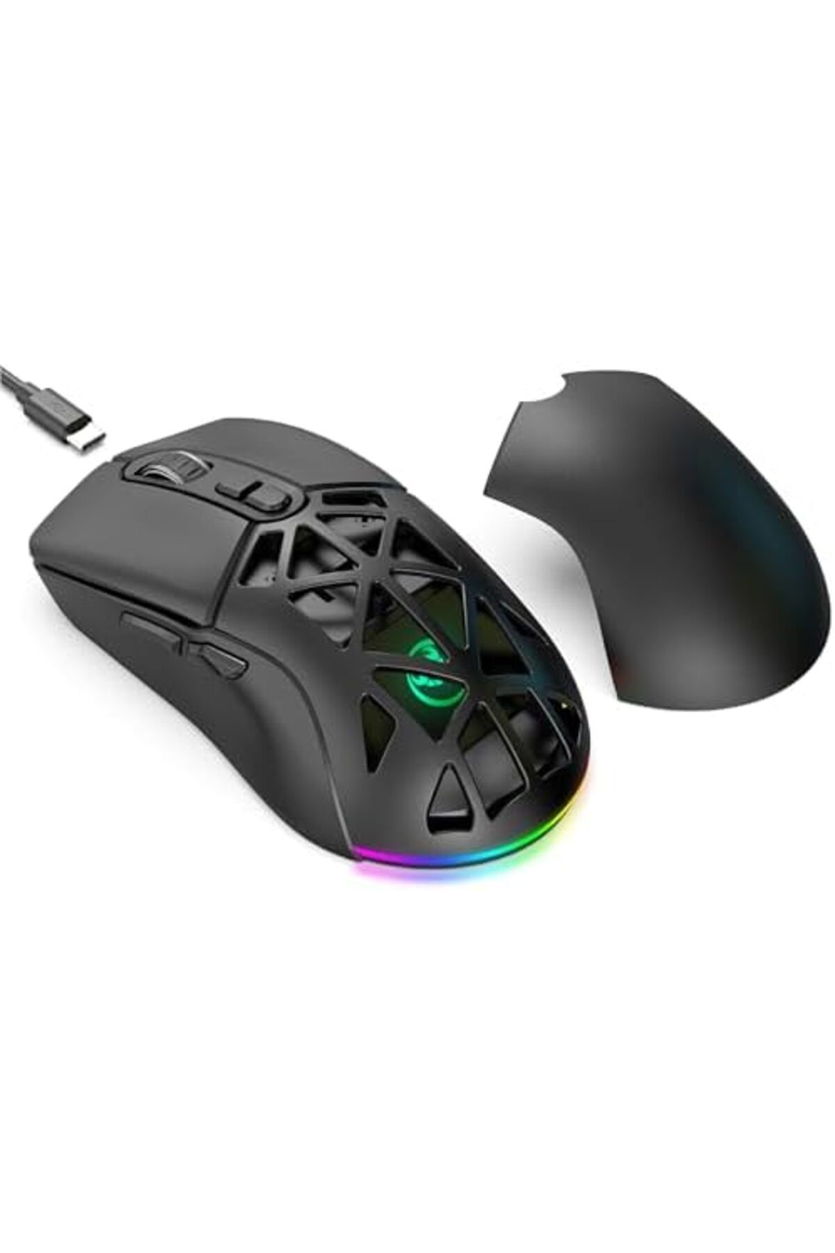 ROCK POW-Wireless Gaming Mouse, Tri-Mode Bluetooth/2.4G/Wired Mouse, 6 Buttons with Adjustable 4800 DPI, BT5. 2