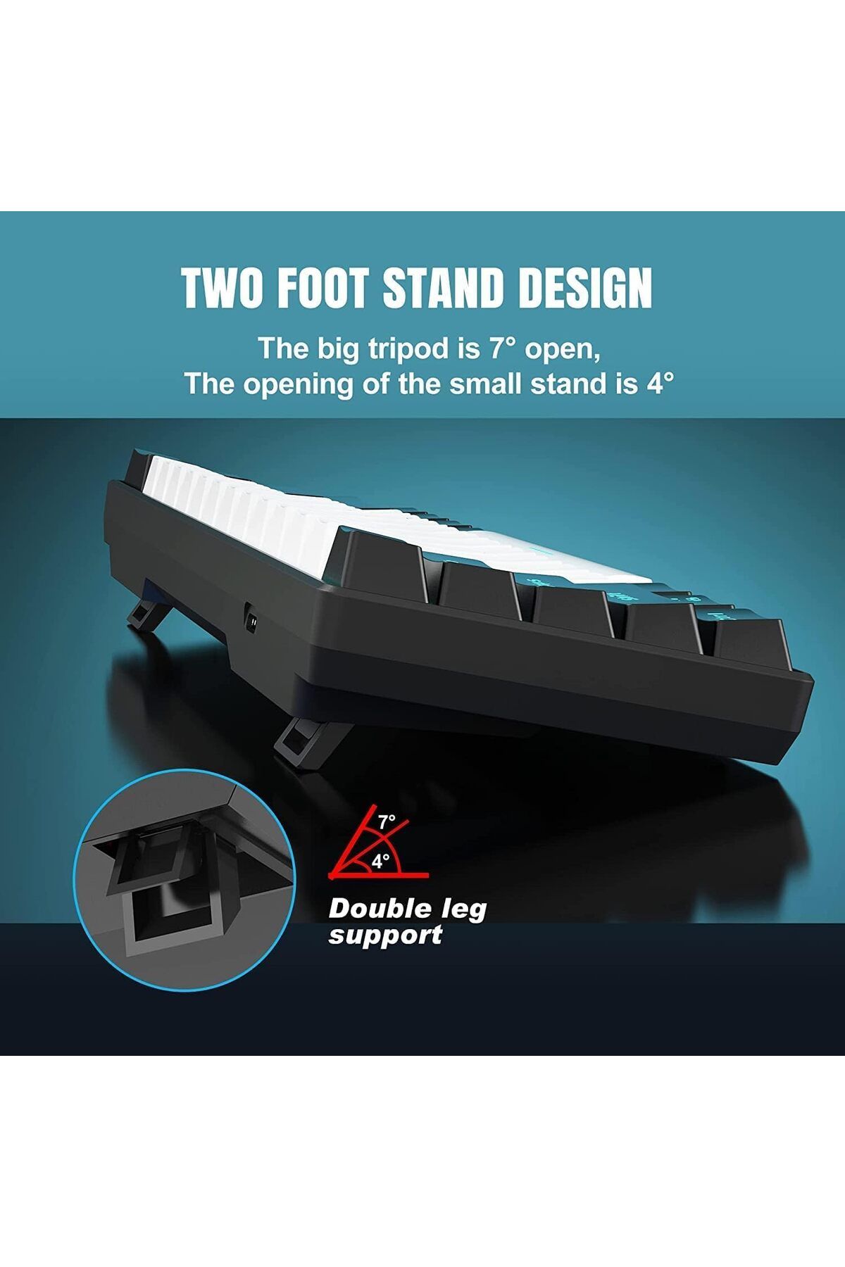 ROCK POW-Gaming Mechanical Keyboard, Wired Design, 60% Compact, Blue Switches, Multi-key Response, Compatible 5