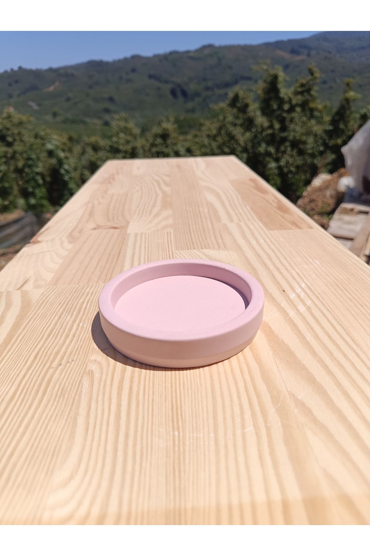 DemCey Home Daire Taş Tepsi Beton Dekoratif Bohem Altlık