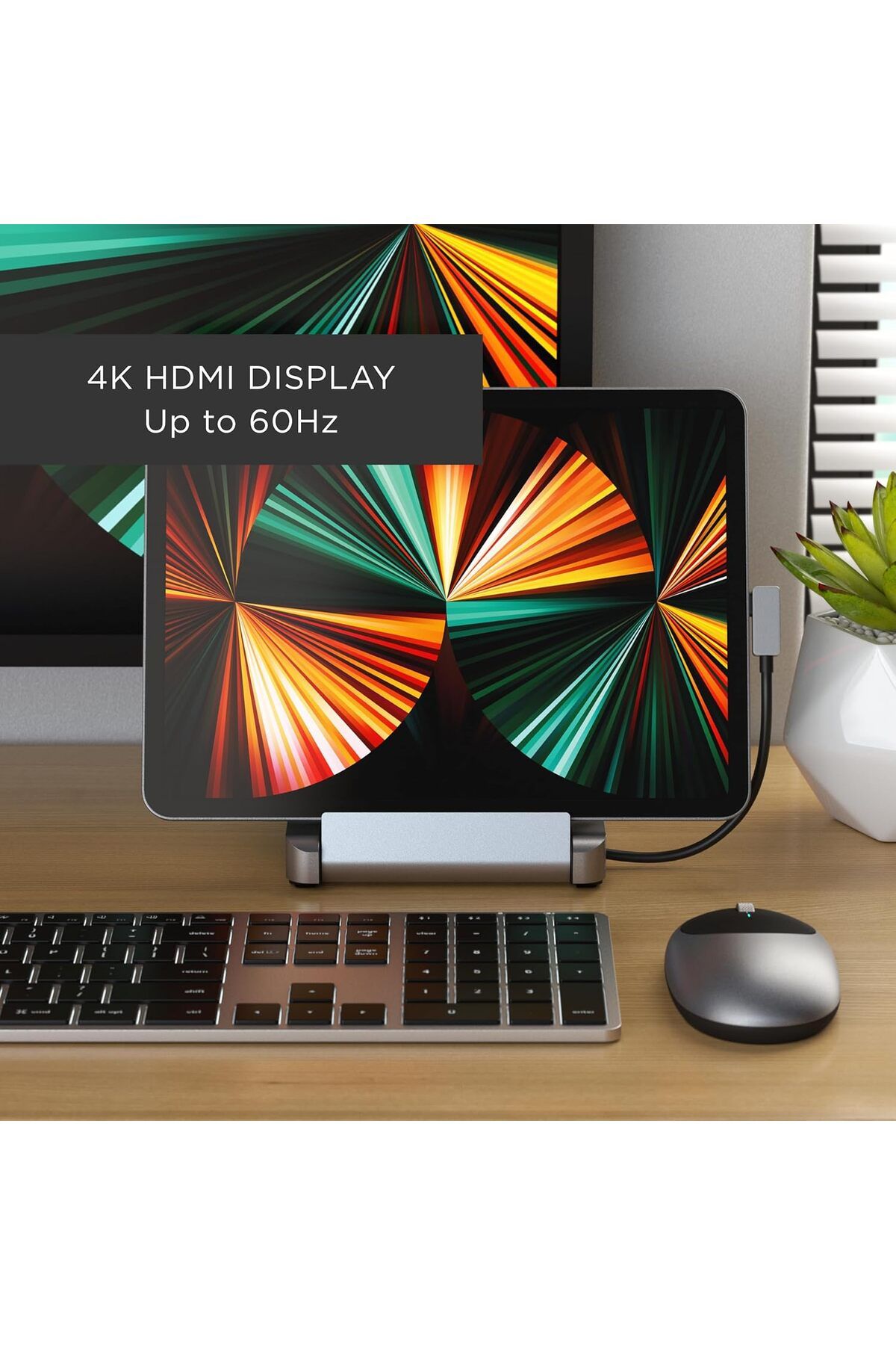 Satechi-Stand & Hub For iPad, USB-C Hub 6-in-1, Foldable Stand - 60W USB-C PD, 4K HDMI, USB-A Data P 5