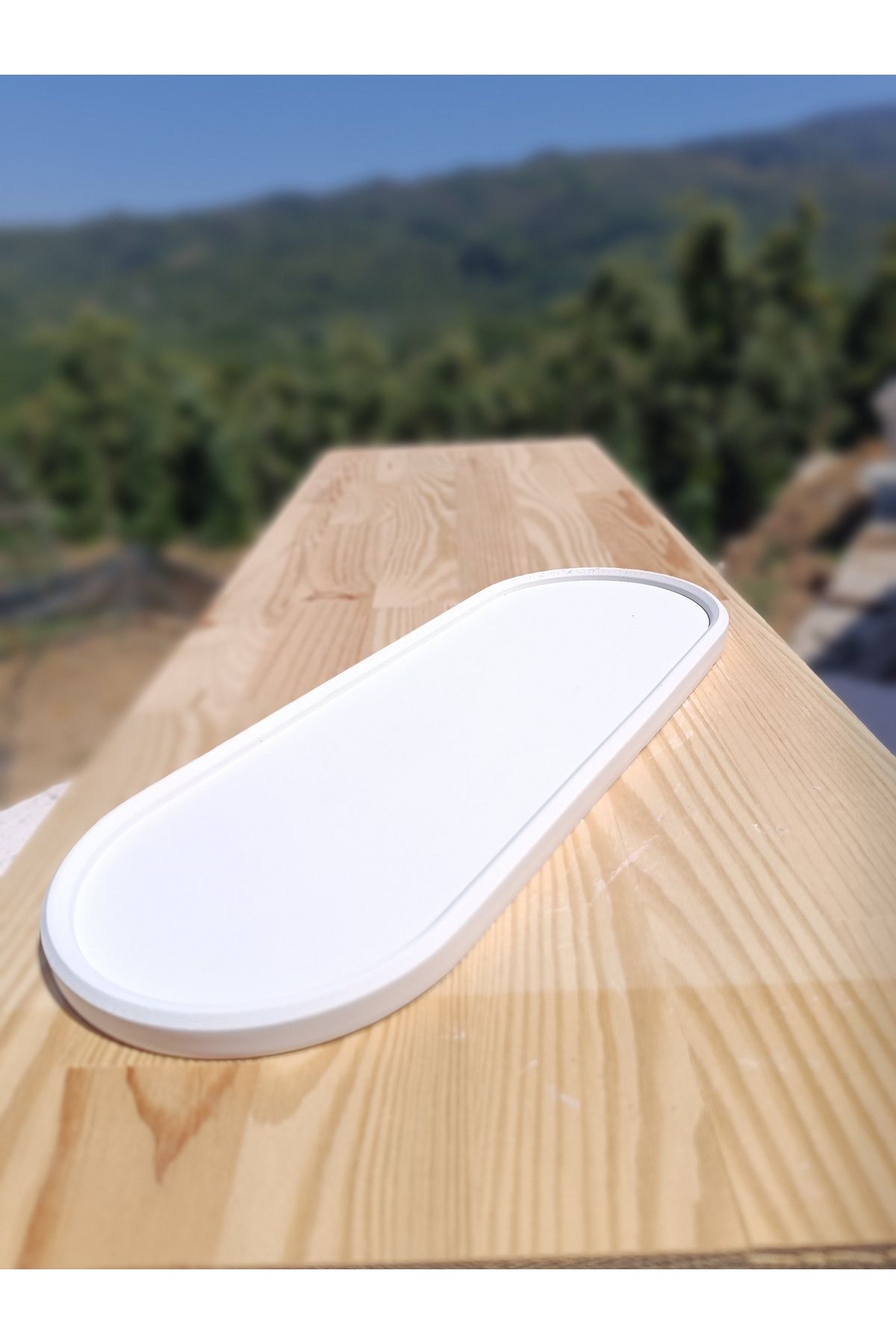 DemCey Home Oval Taş Tepsi Takı Standı Dekoratif Bohem Altlık