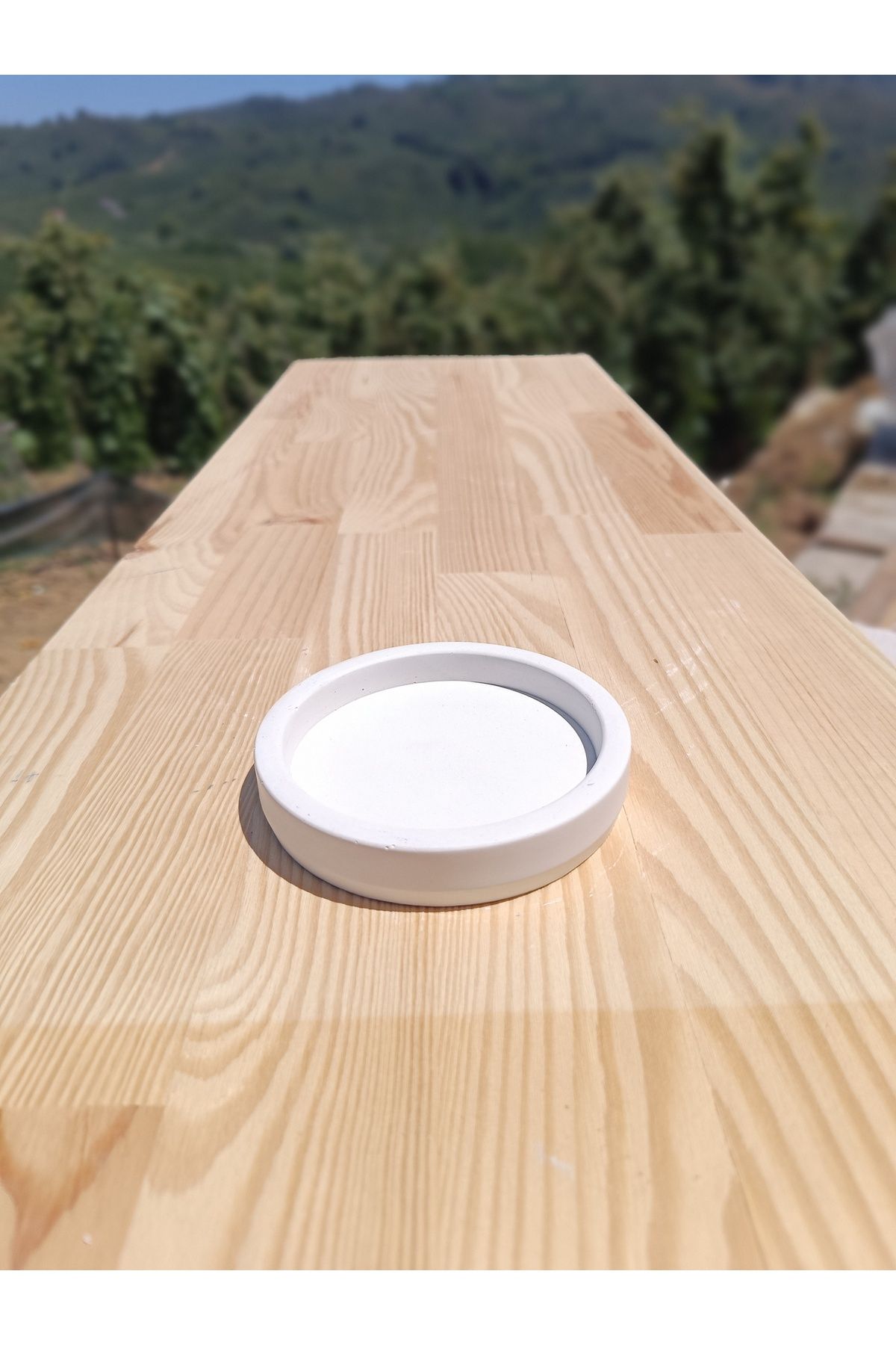 DemCey Home Daire Taş Tepsi Beton Dekoratif Bohem Altlık