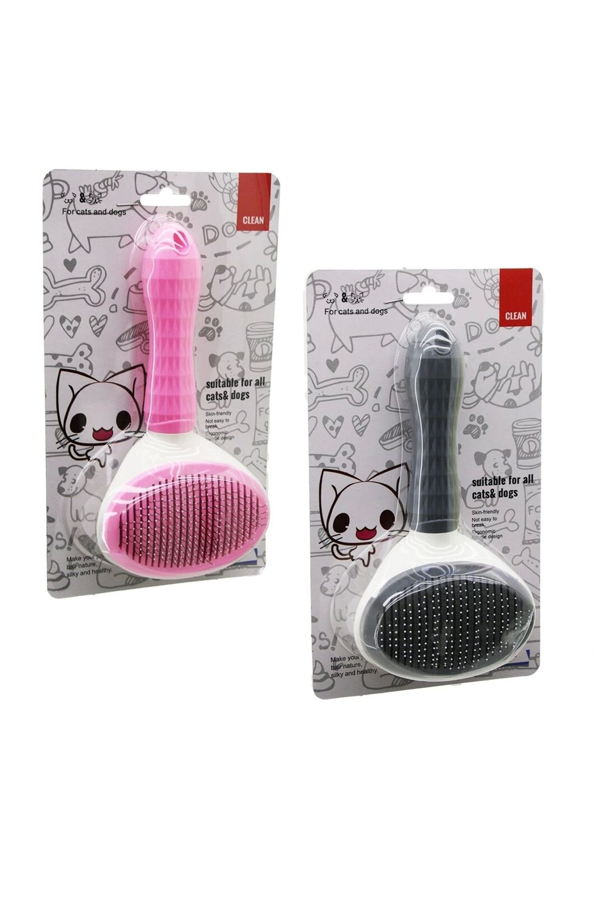 shopwave PRATİK PET TÜY FIRÇASI KEDİ - KÖPEK TARAK - TEMİZLİK FIRÇASI BAS=TARAK TEMİZLE TUŞLU PET SHOP (5047)