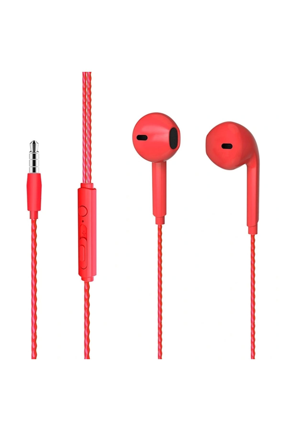 shopwave LECOO EH104R 3.5MM JACKLI KABLOLU KULAK İÇİ MİKROFONLU KIRMIZI KULAKLIK (5047)
