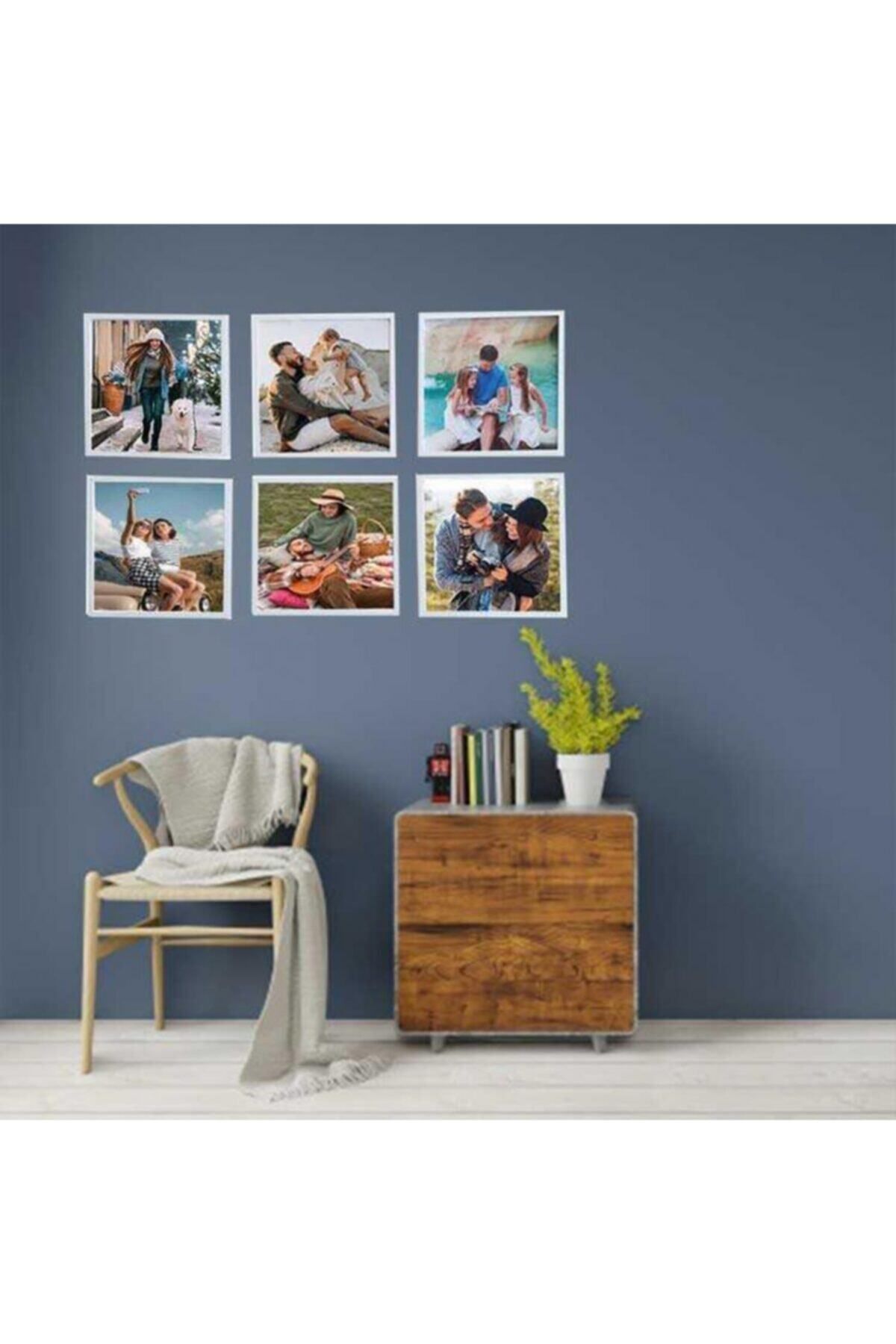 Elioure Kişiye Özel Fotoğraf Baskılı Beyaz Kare Çerçeve 3'lü Set