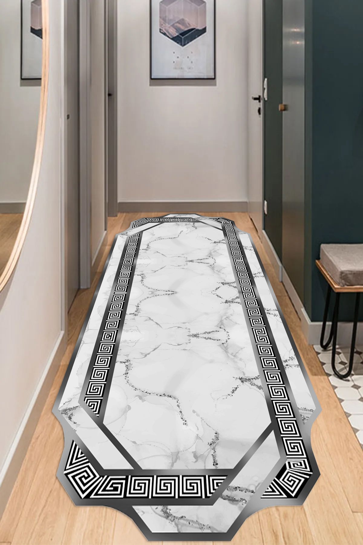 LTS HOME Dijital BASKILI Renkli Kaymaz Taban Yıkanabilir Modern Mutfak Halısı Salon Halısı Yolluk