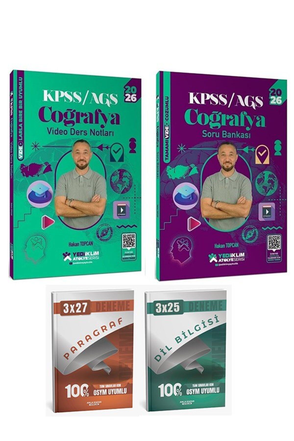 Anla Kazan Yayınları Yediiklim 2026 KPSS Coğrafya Atölye Video Ders Notları + Soru Bankası 2 li Set - Hakan Topcan Yediik