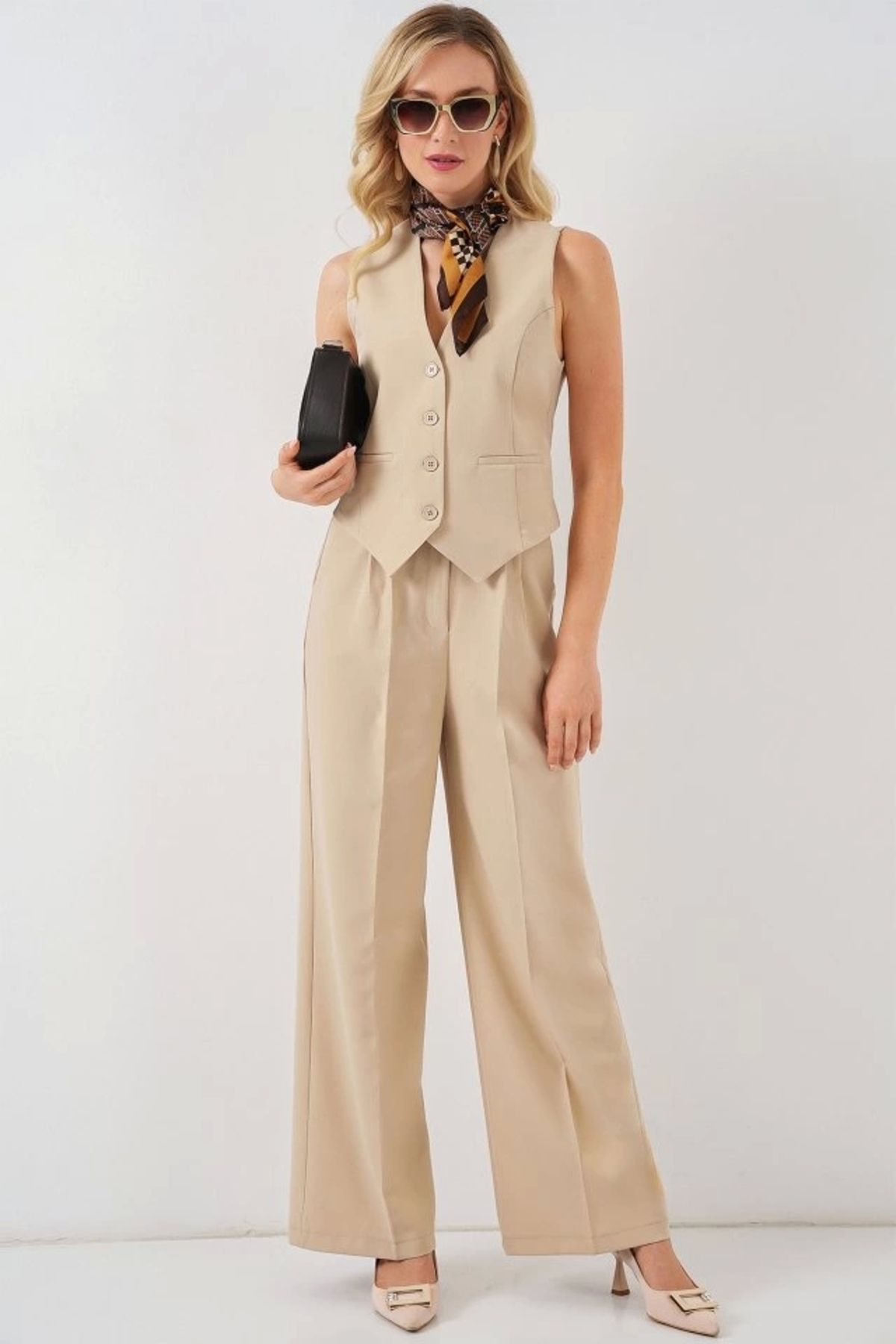 Butik 6709 Yelek Pantolon İkili Takım - Bej