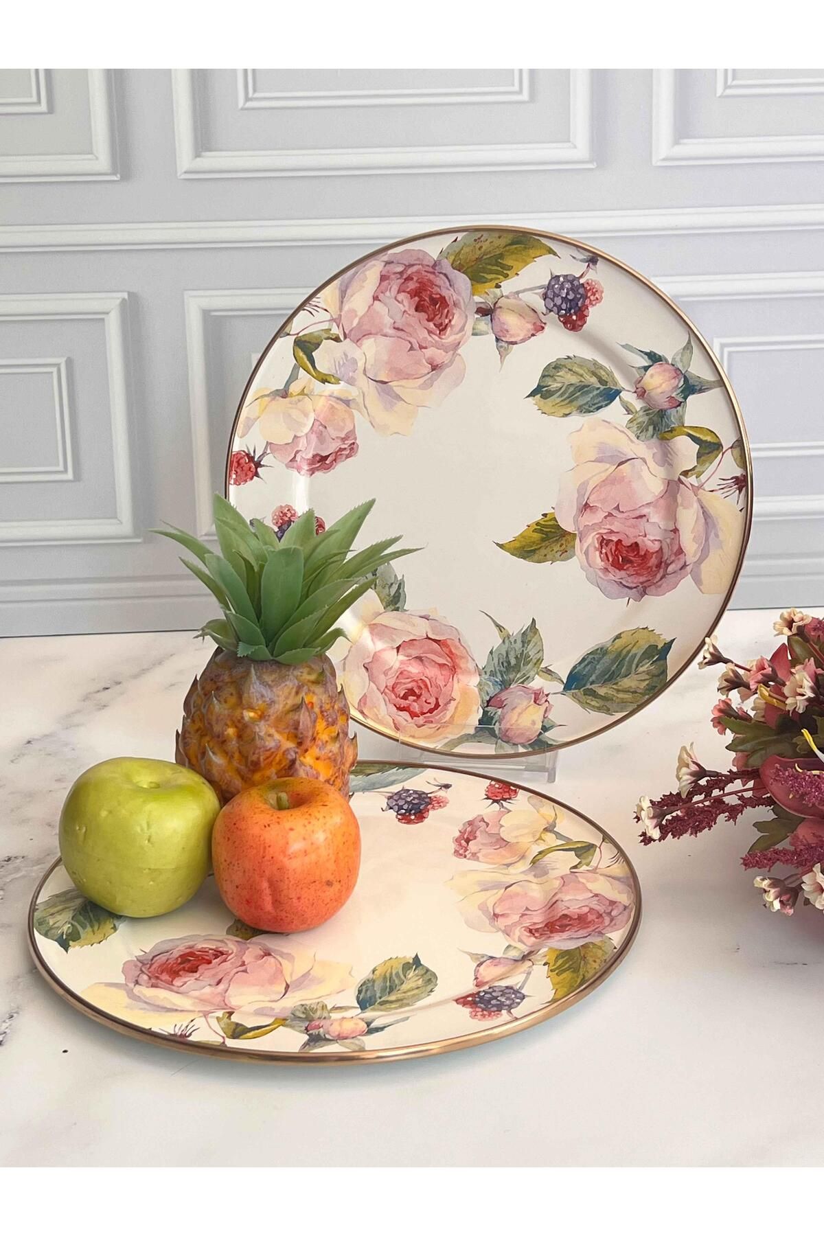 ROSSEV Rose Emaye 2'li Servis Tabağı 30 Cm