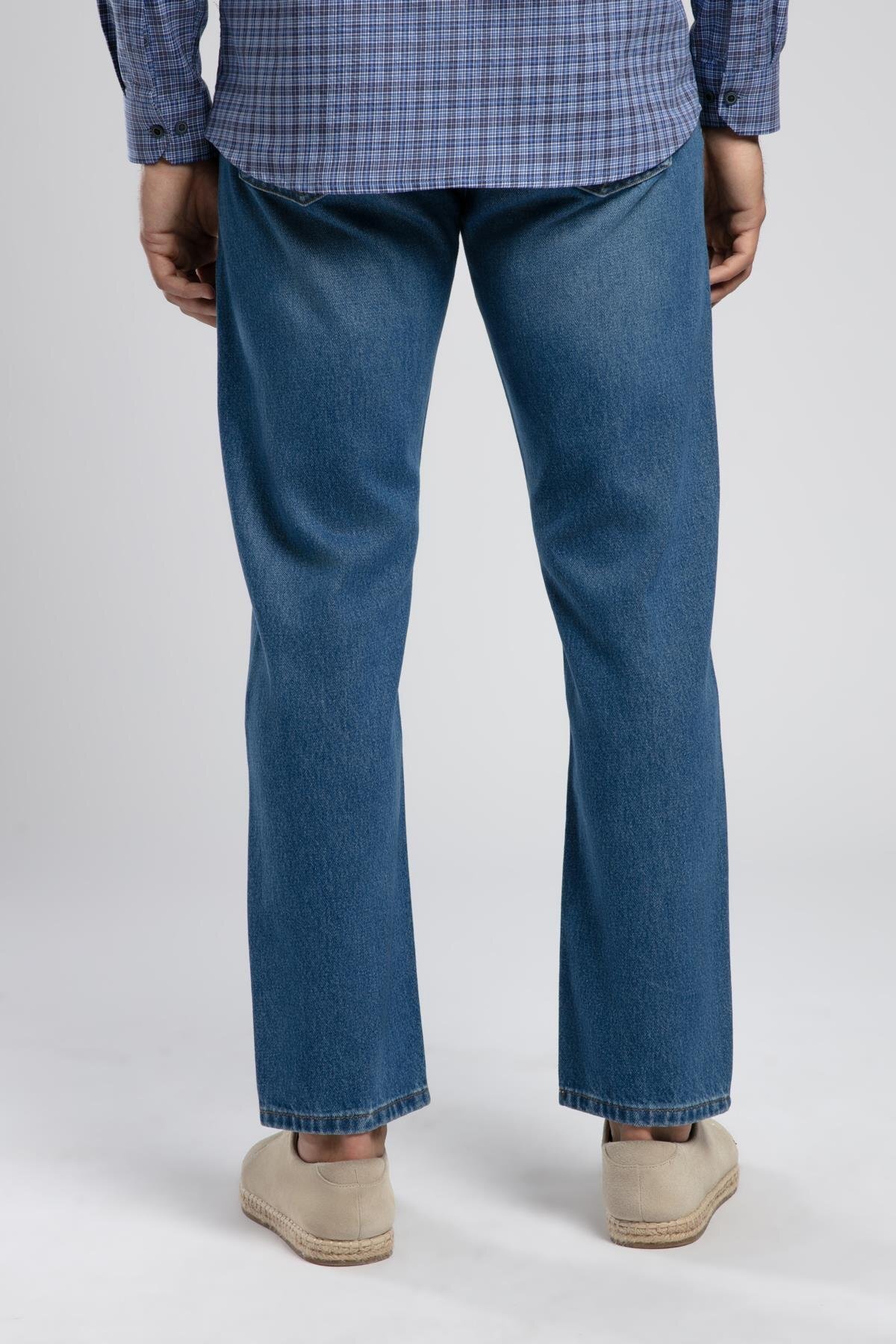 Lee Cooper  Rico Yüksek Bel Normal Kesim Düz Paça Mavi Erkek Jean Pantolon - Görsel 3