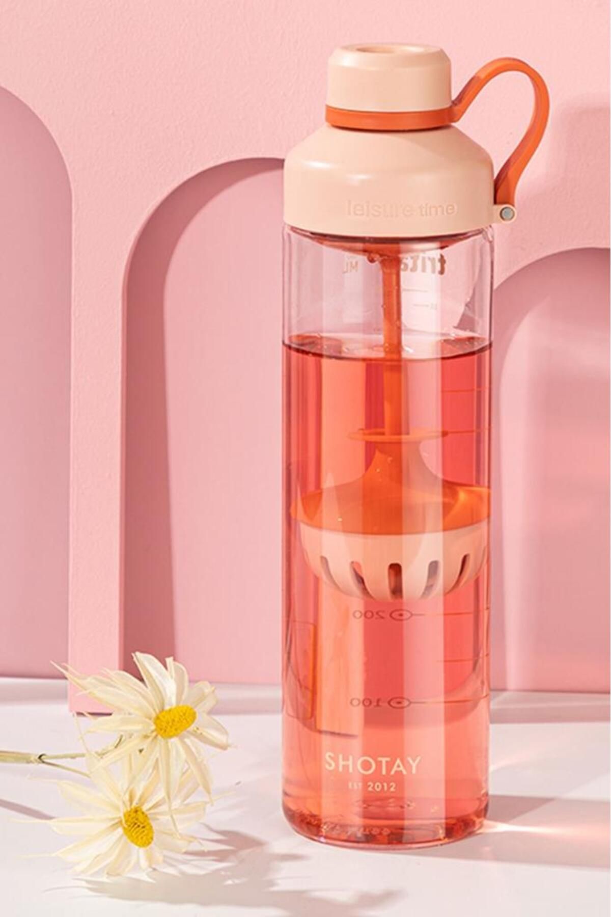 Shotay ST-6637 680ml Süzgeçli Pembe Tritan Matara