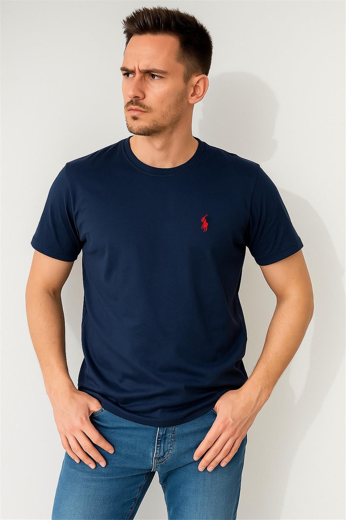 Polo SÜPREME KUMAŞ BİSİKLET YAKA NAKIŞLI TSHİRT LACİVERT