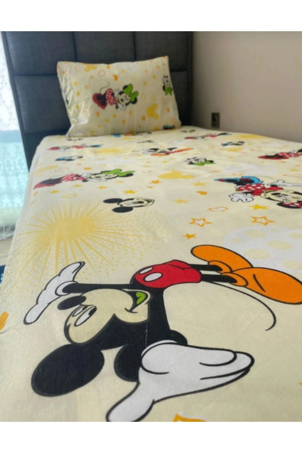 AsilHome Pamuklu ranforce kumaş tek kişilik Mickey mouse nevresim tam takım