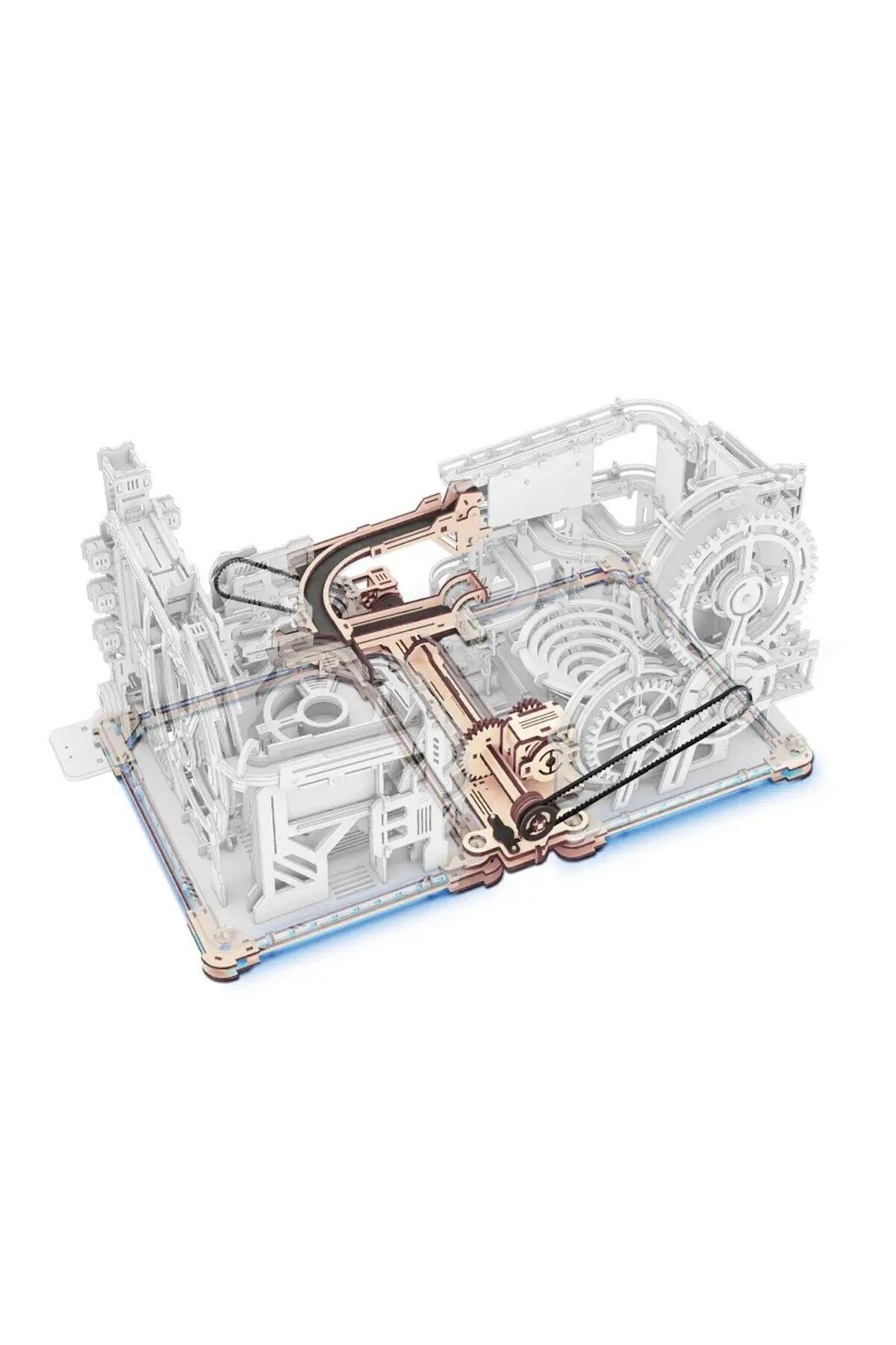 Robotime-Puzzle mecanic 3D din lemn, Marble Run Spacesport - 472 de piese 9