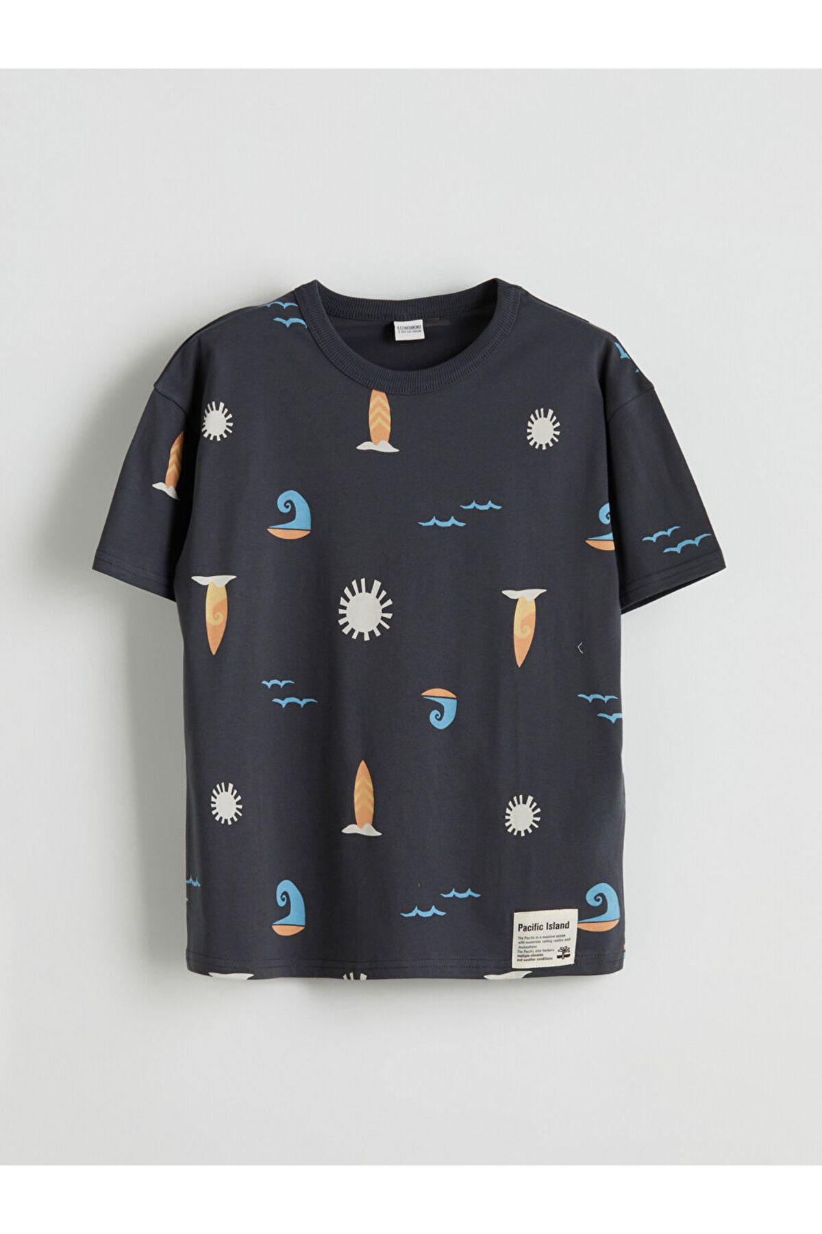 LC Waikiki LCW Kids Gri Bisiklet Yaka Erkek Çocuk Tişört S5N582Z4NVY25