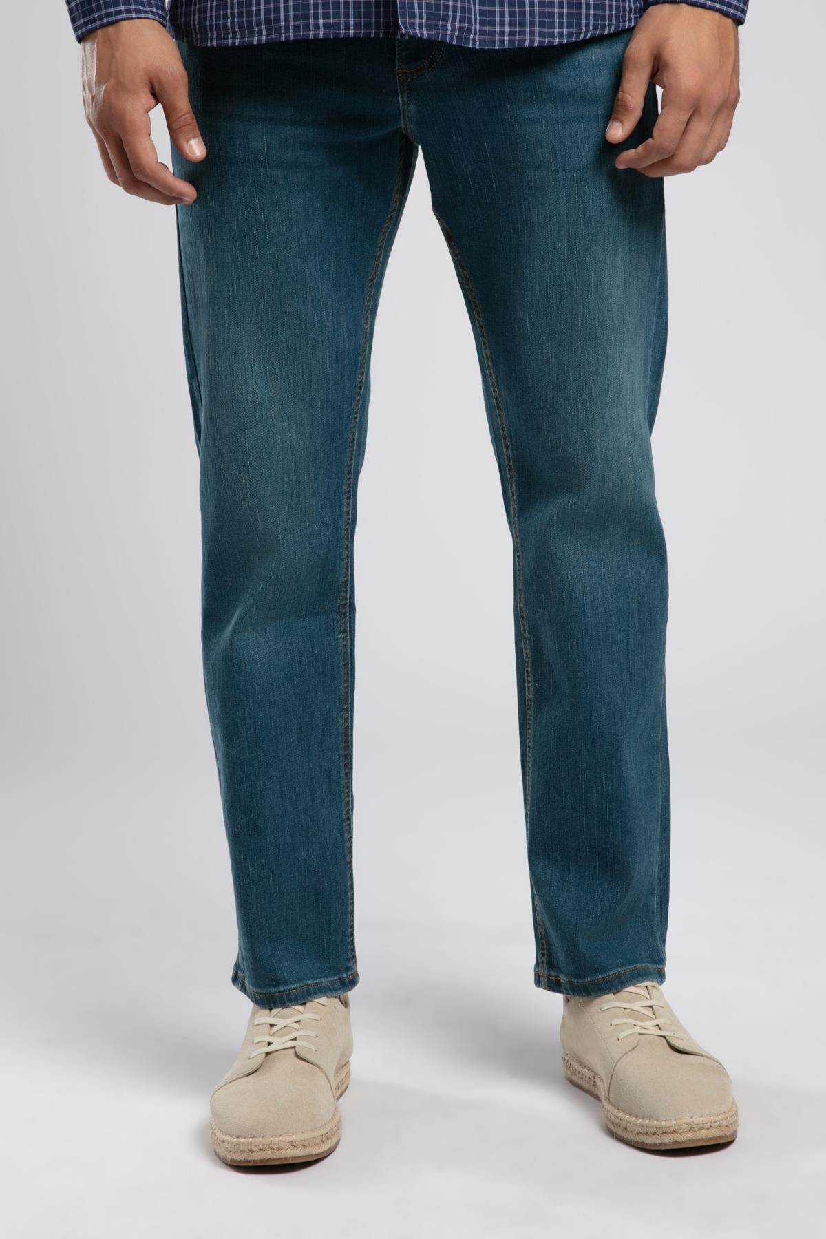 Lee Cooper Rico Yüksek Bel Normal Kesim Düz Paça Mavi Erkek Jean Pantolon görsel 2