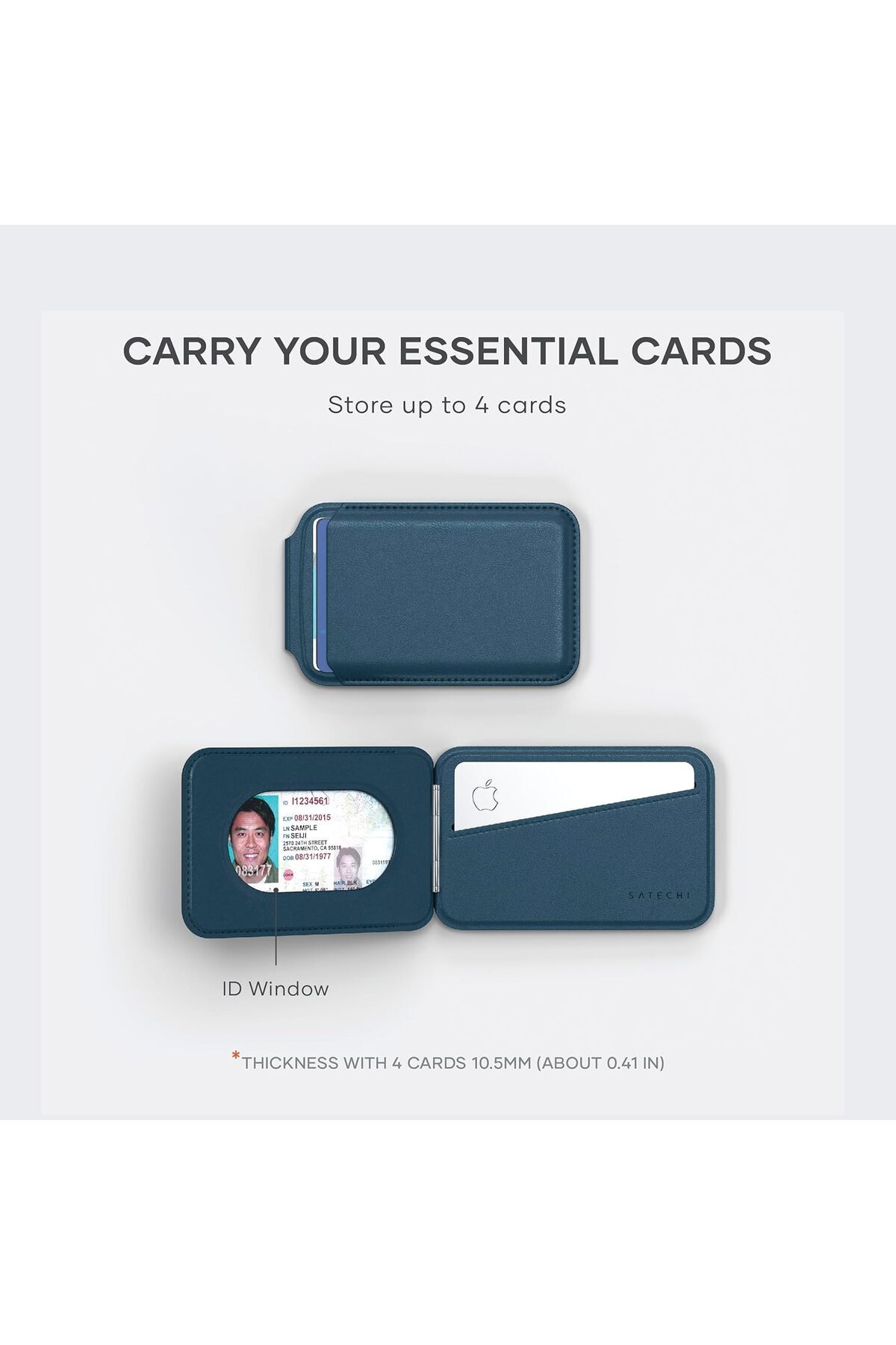 Satechi-Magsafe Wallet, Vegan-Leather Magnetic Wallet for iPhone with 4 Card Slots, NFC Pass Through 5