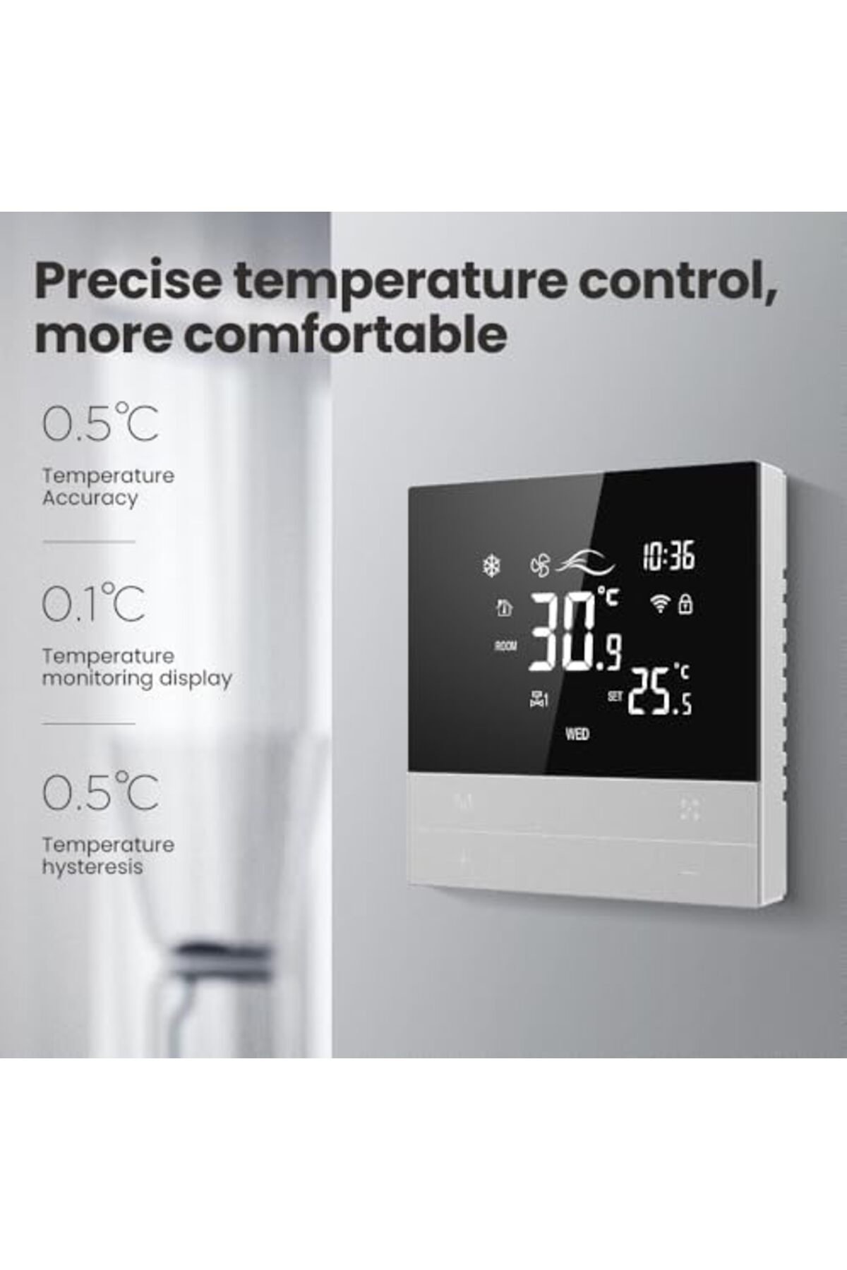 UanTii-Smart Thermostat Tuya Wifi Thermostat for HVAC Central AC, Smart AC Controller, 2 Pipe, Smart 3