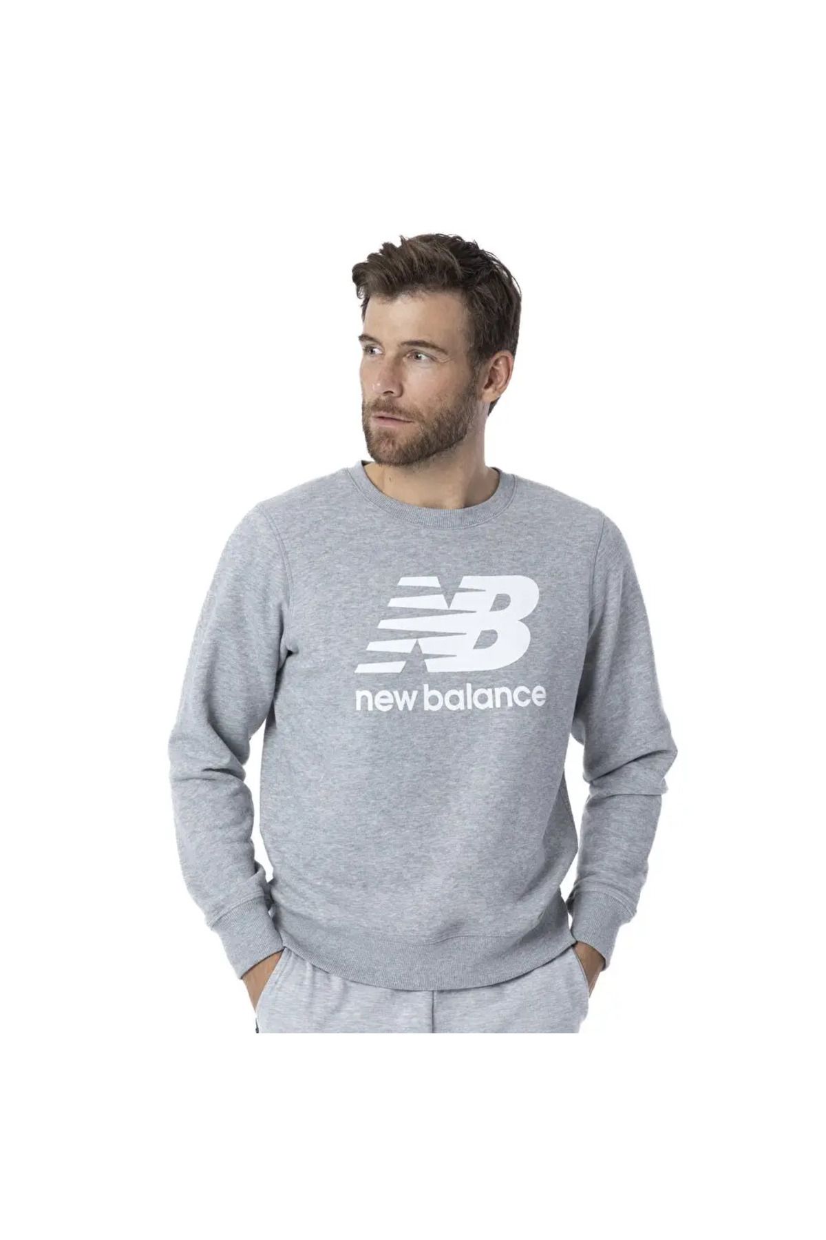 New Balance Gri Erkek Sweatshirt - MNC1105