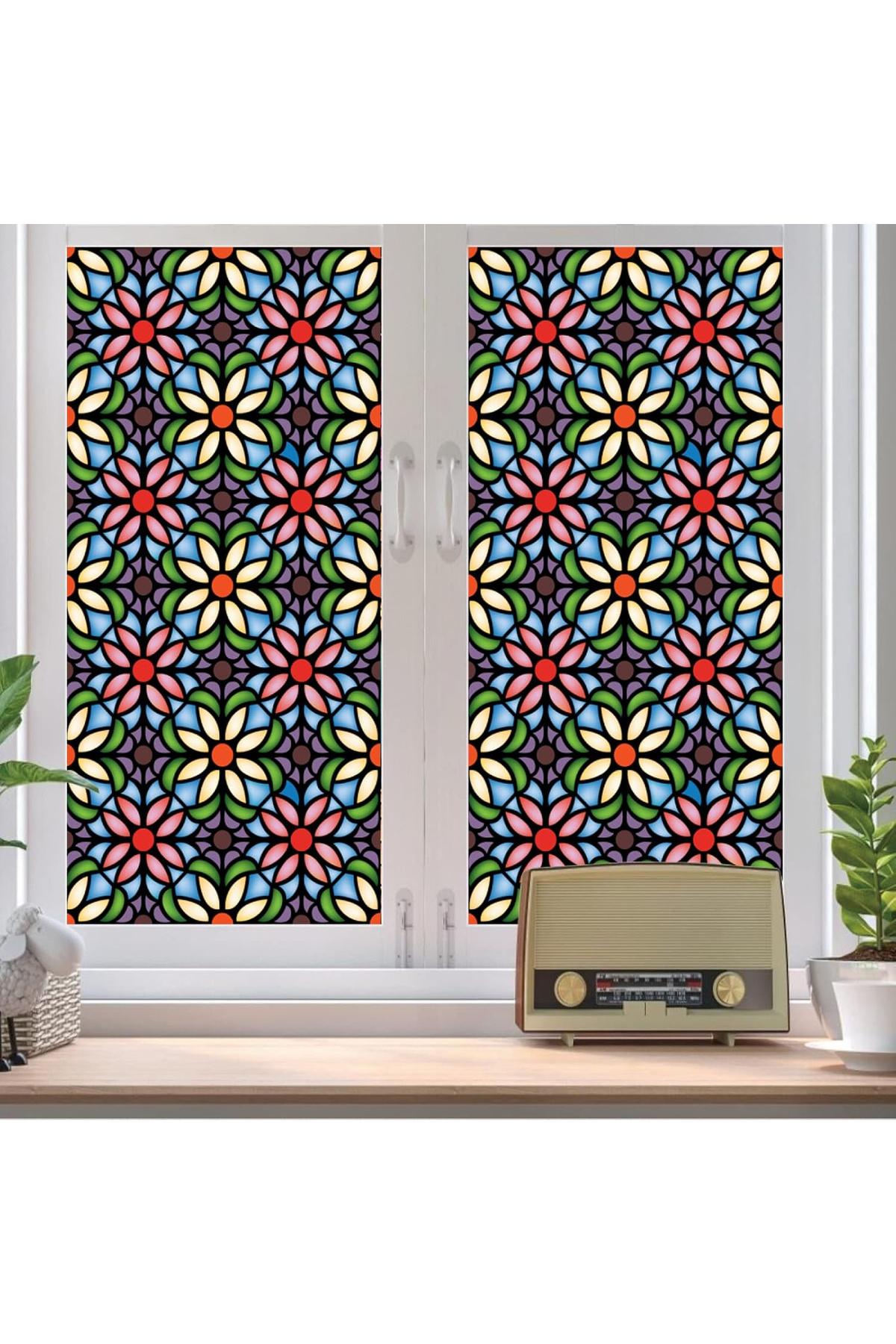 MaffStuff-Solar Protection and Privacy Window Film, Stained Glass Effect, Kaleidoscope Pattern 10