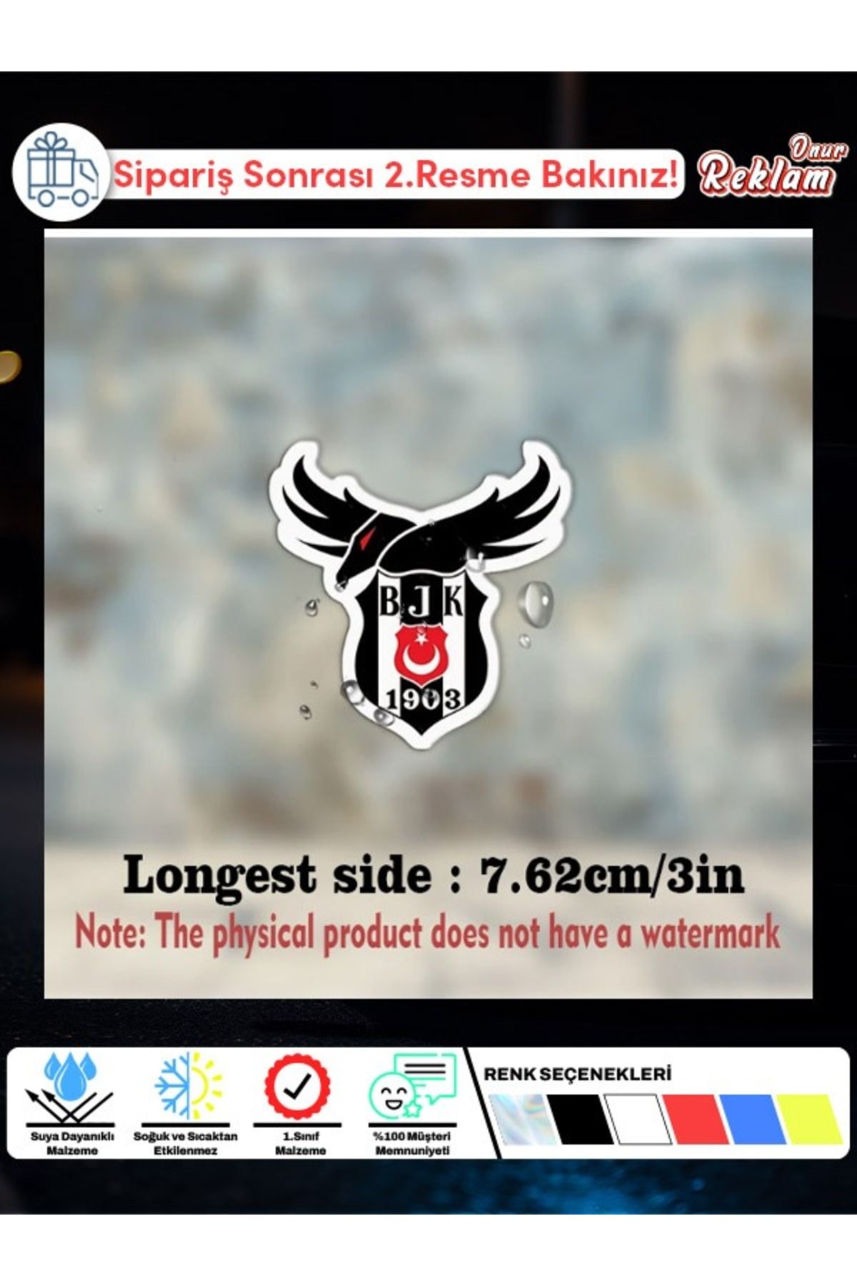Onur Reklam Beşiktaş Kartallı Logo Sticker – Suya Dayanıklı Araba & Laptop Stickerı | 1903 Tasarım
