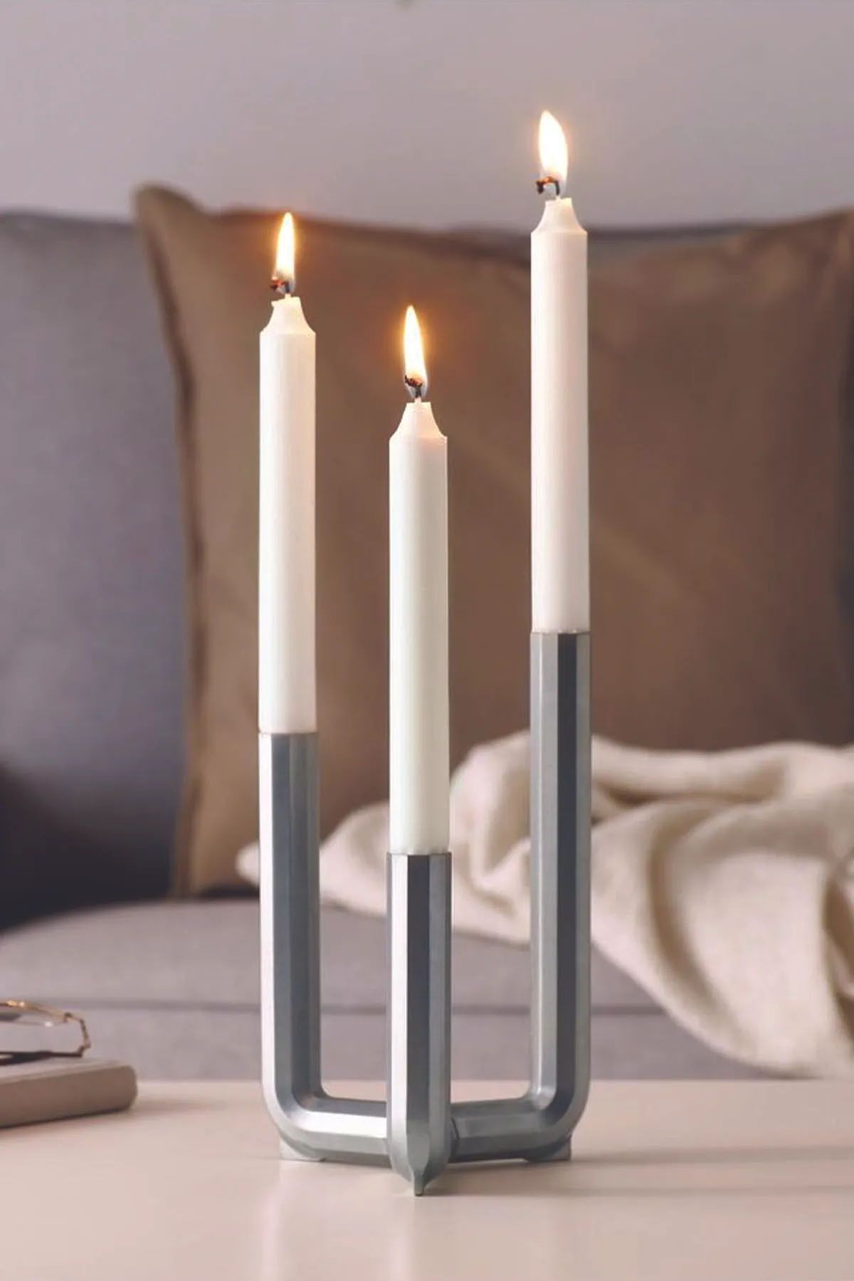 IKEA Ps2017 3 Kollu Şamdan Mumluk Metal Stick Mum Şamdanı Ma018