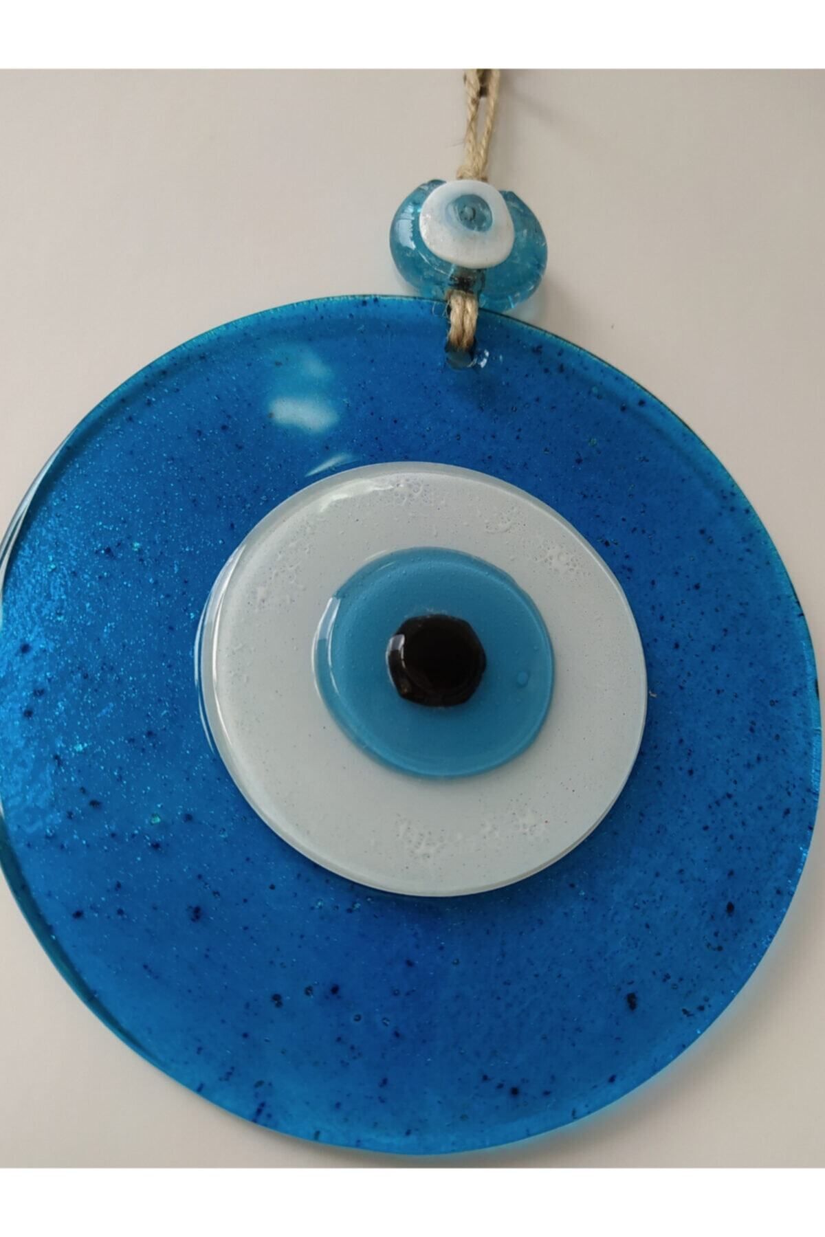 Elioure El yapımı turkuaz cam nazar boncuğu, 12 cm, çok renkli, şık ve doğal tasarım