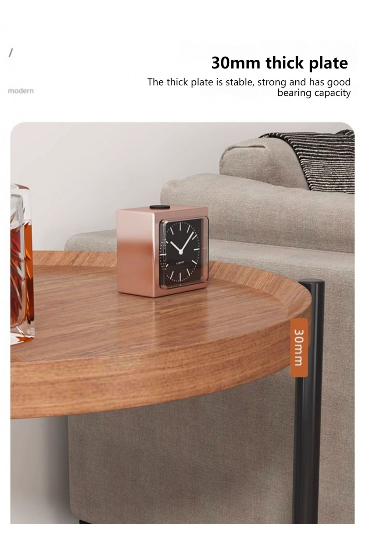 sharpdo-Double Layer Sofa Side Table,End Table with Wheels,Living Room Coffee Table 5