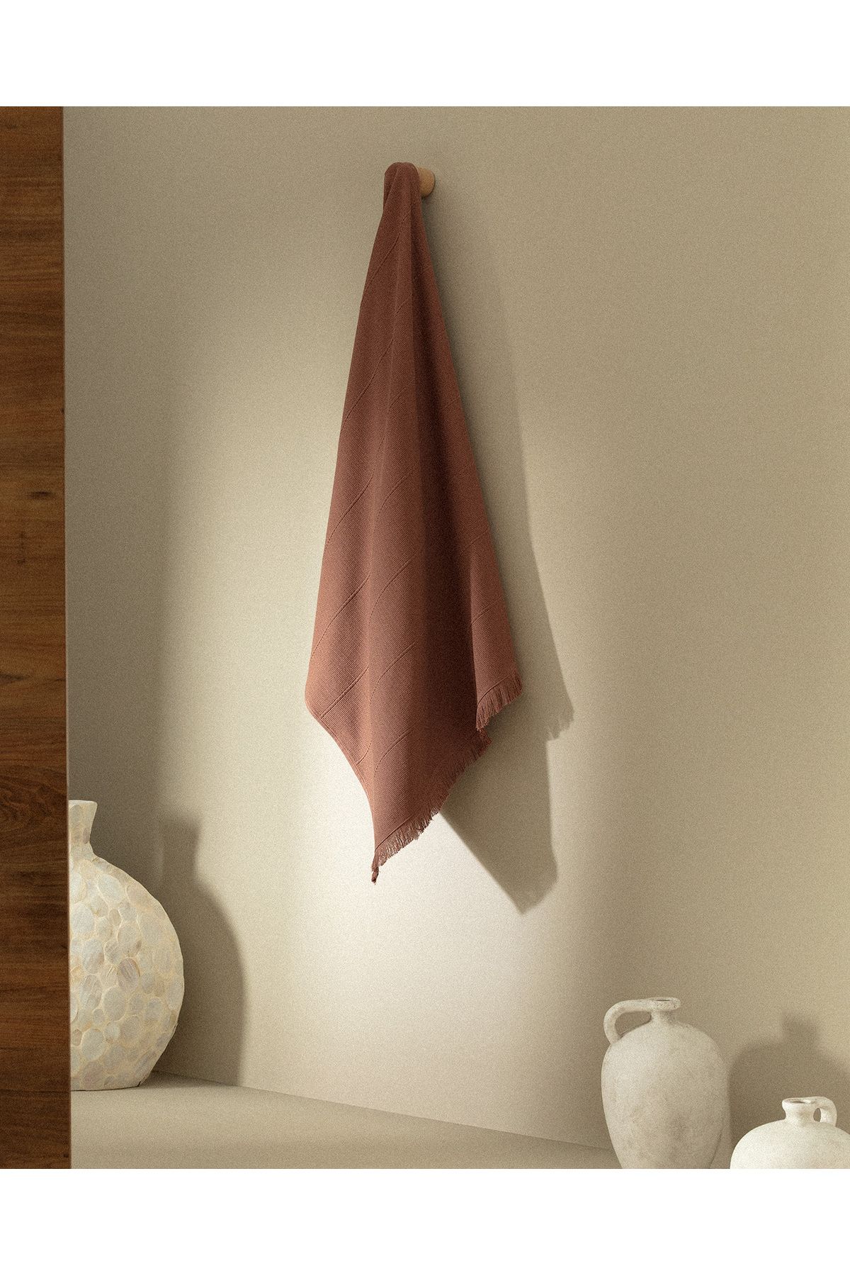 Madame Coco Aviola %100 Pamuk Banyo Havlusu - Kiremit - 75x150 cm