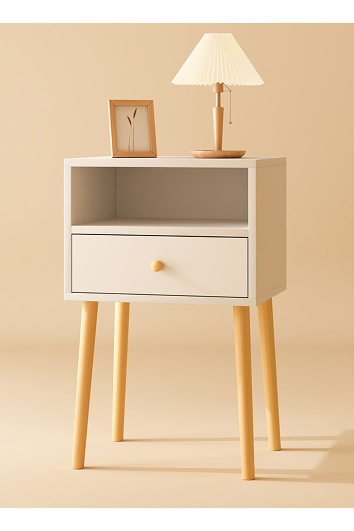sharpdo-Small Bedside Table Bedside Organizer with Single Drawer Storage for Bedroom, Dorm and Small Spaces 2