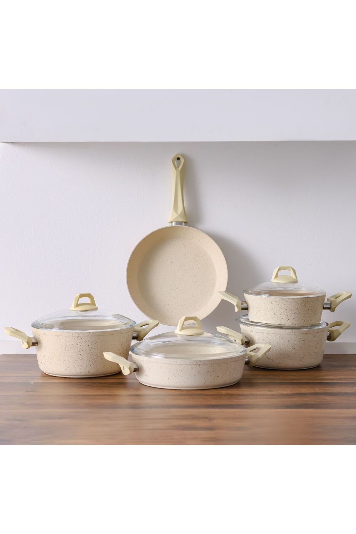 Danube Home-Chef's Delight 9-Piece Cookware Set -Granite Series Cream 1