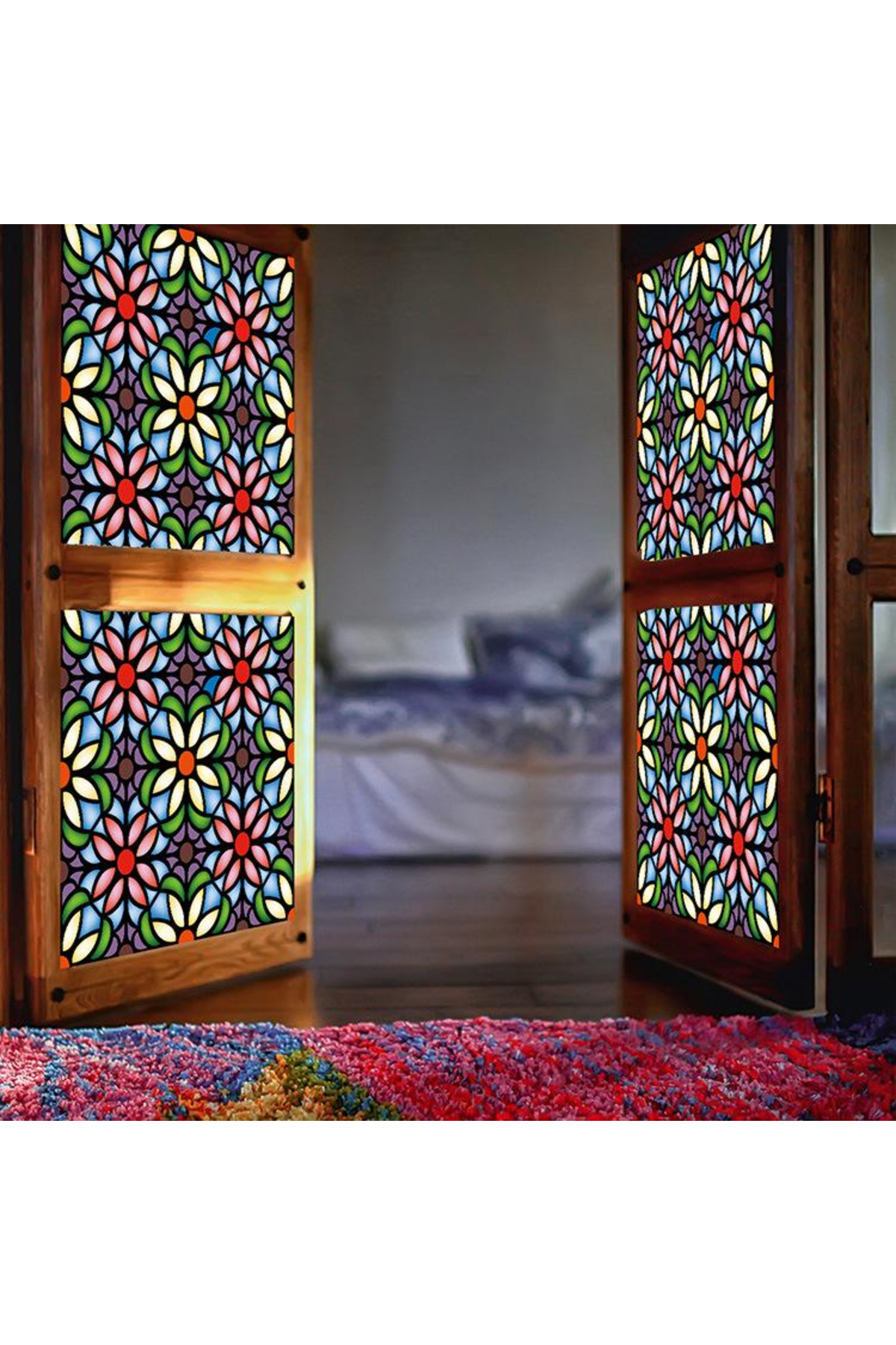 MaffStuff-Solar Protection and Privacy Window Film, Stained Glass Effect, Kaleidoscope Pattern 4