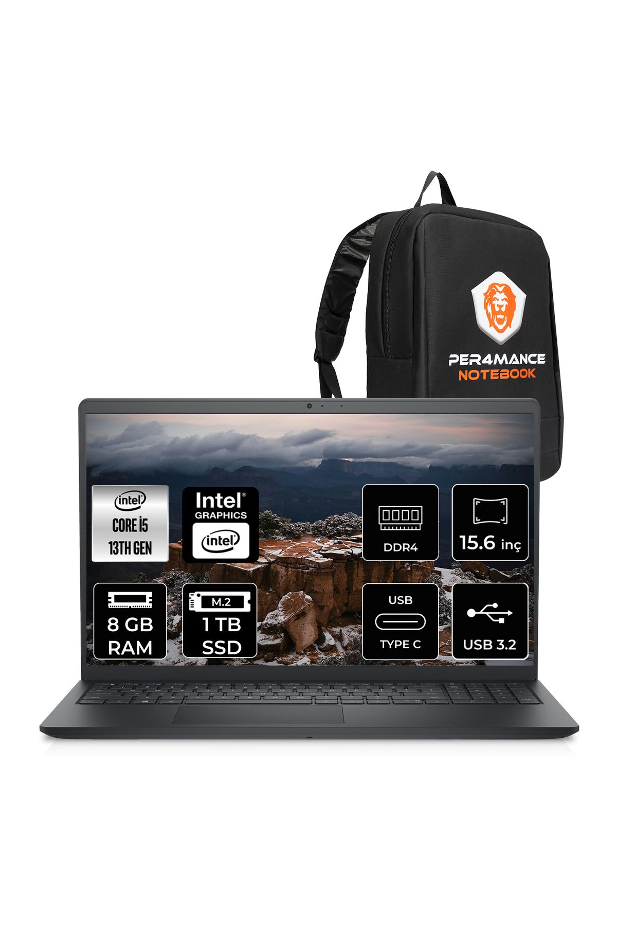Dell Inspiron 15 3530 i5 1334U 8GB 1TB SSD 15.6'' FHD 120Hz FDOS Dizüstü Laptop & PER4 ÇANTA