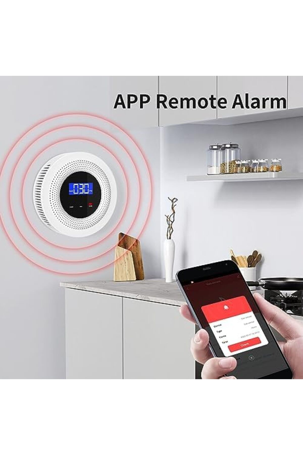 Generic-جهاز كشف تسرب الغاز الطبيعي Tuya WiFi من UanTii مزود بمستشعر تسرب غاز البترول المسال مع إنذار صوتي وجهاز تحكم عن بعد بتردد 433 ميجاهرتز 3