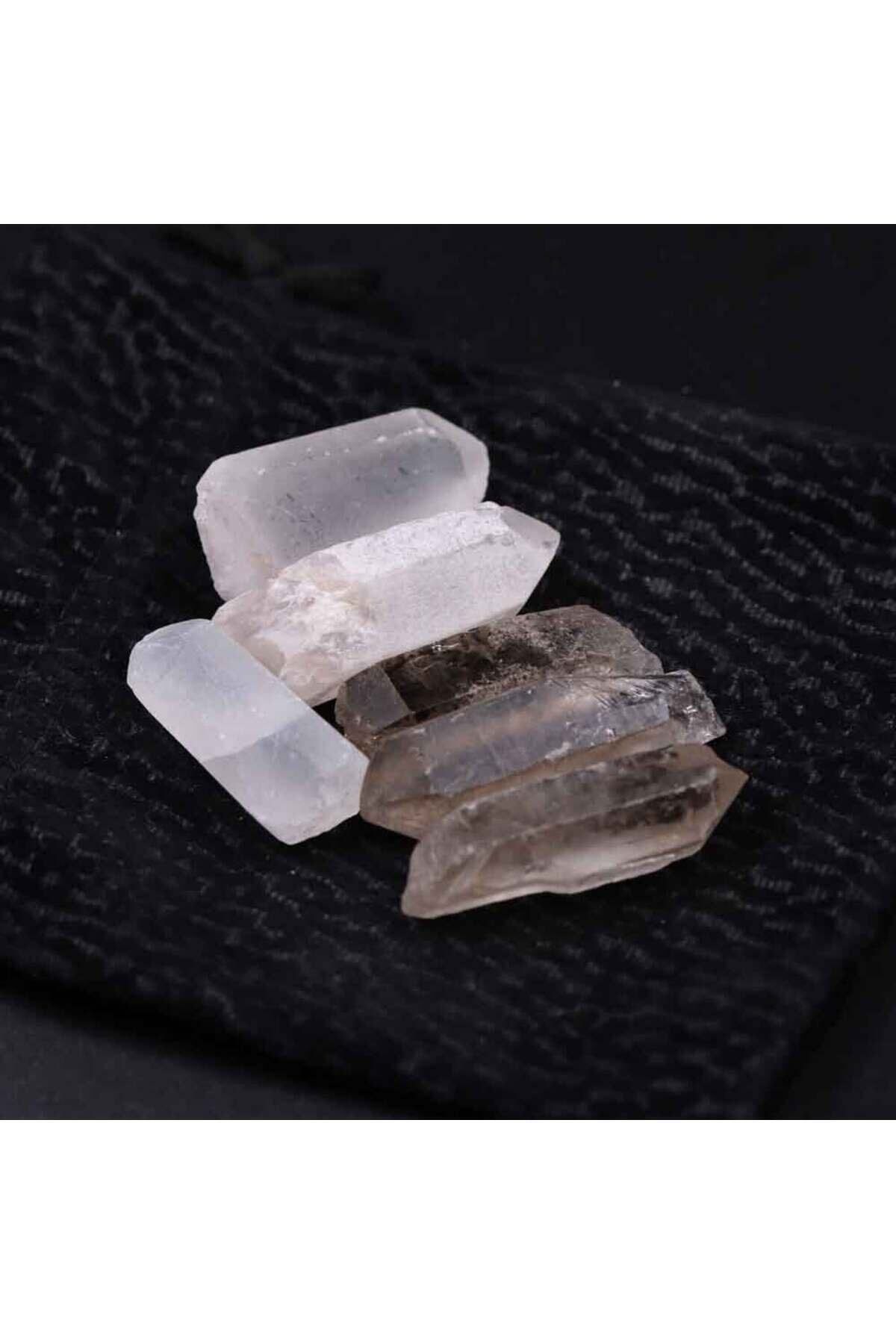 Elioure Dumanlı ve şeffaf doğal taş seti, ham ve işlenmemiş, 10-15gr, 2'li paket