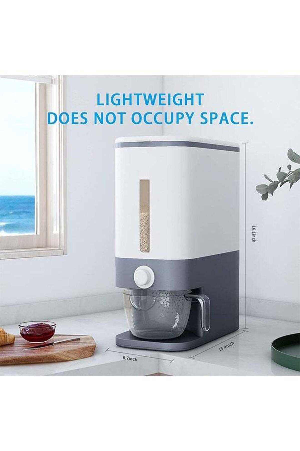 COOYA-25 Lbs Rice Dispenser, Large Airtight Dry Food Storage Containers with Measuring Cup,BPA, Free(Grey) 6