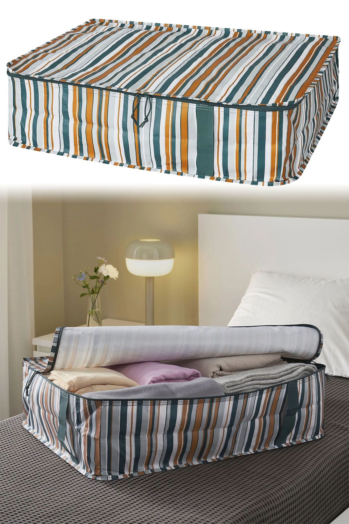 Binbirreyon Yatak Altı Hurç Fermuarlı Düzenleme Kutusu 69x51x19cm DF064