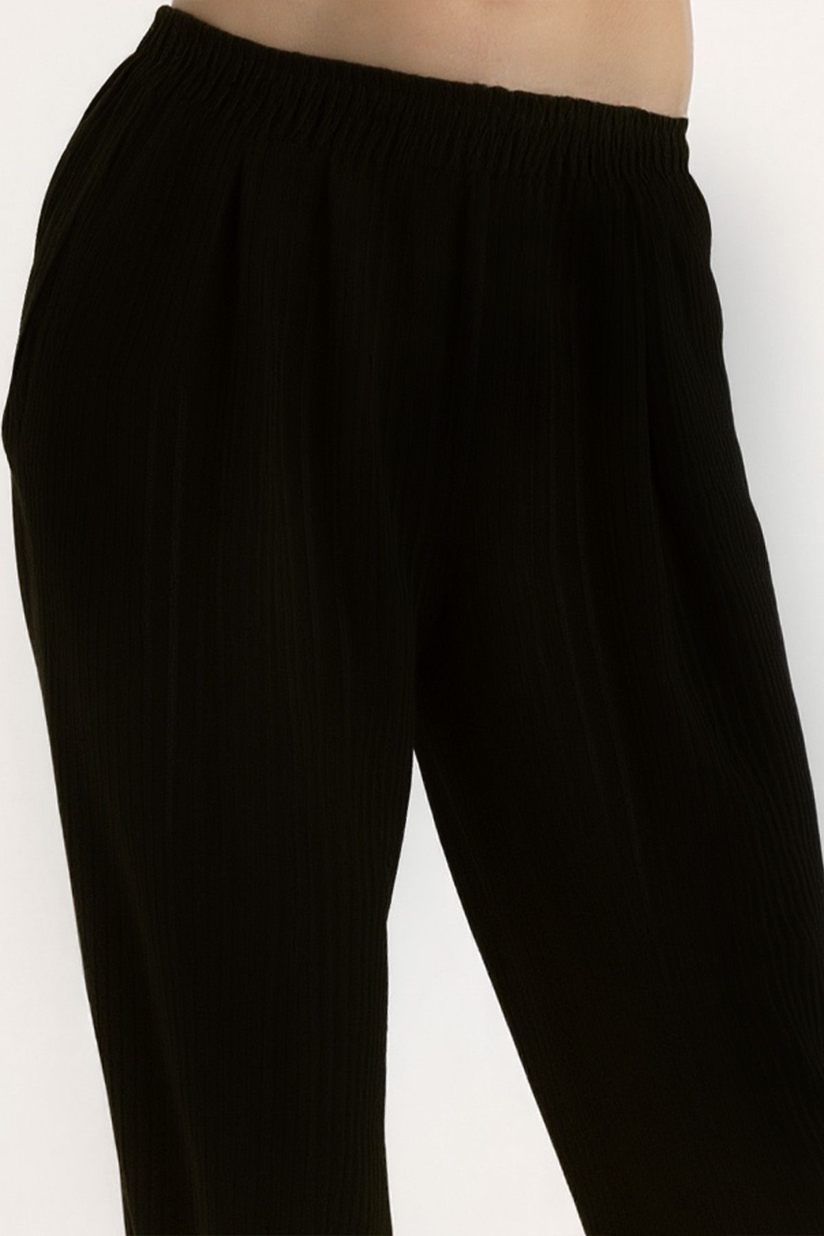 Vitrin-Self Patterned Pleated Trousers with Elastic Waist 5